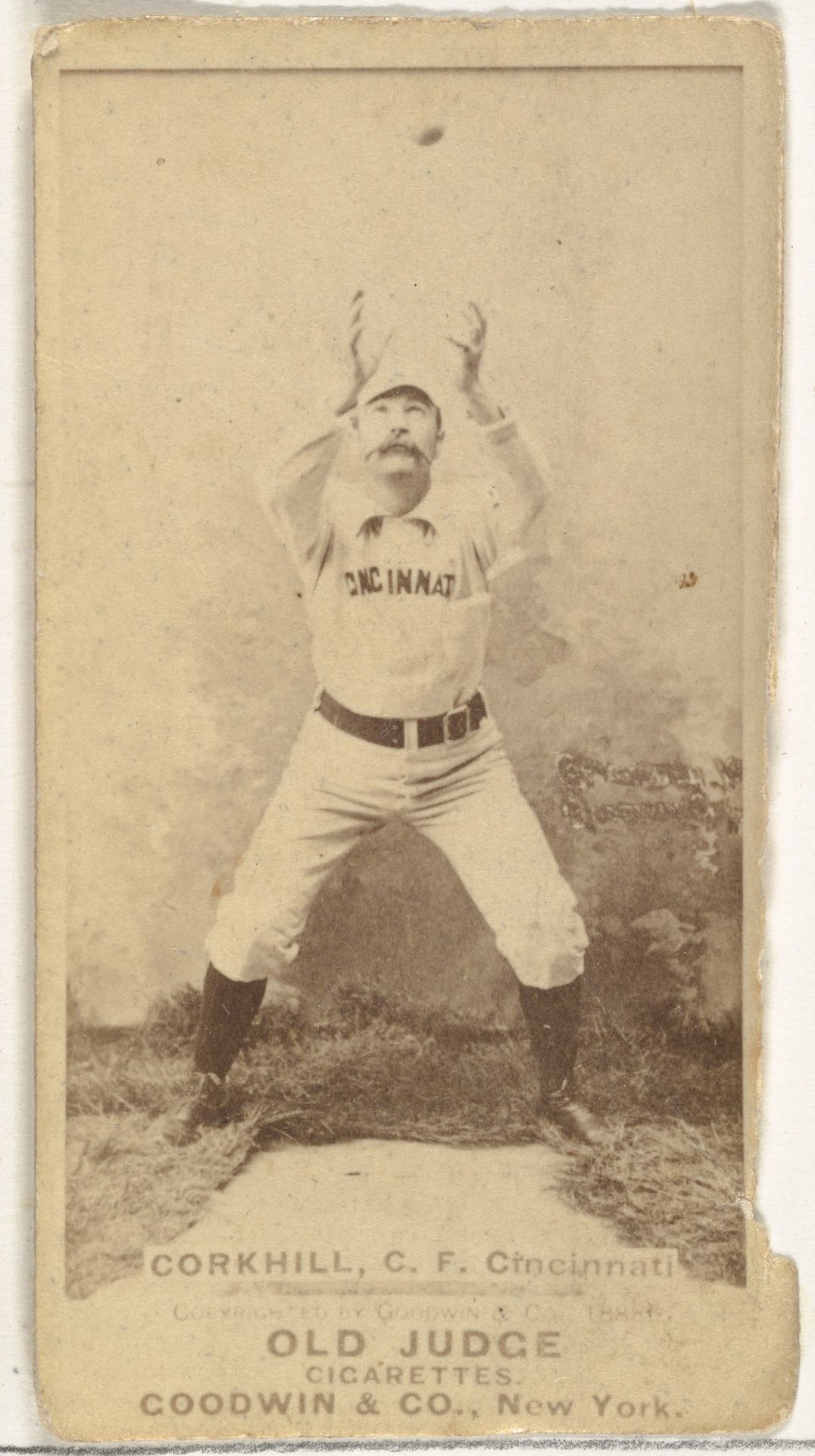 John Stewart "Pop" Corkhill, Center Field, Cincinnati, from the Old Judge series (N172) for Old Judge Cigarettes by Goodwin & Company