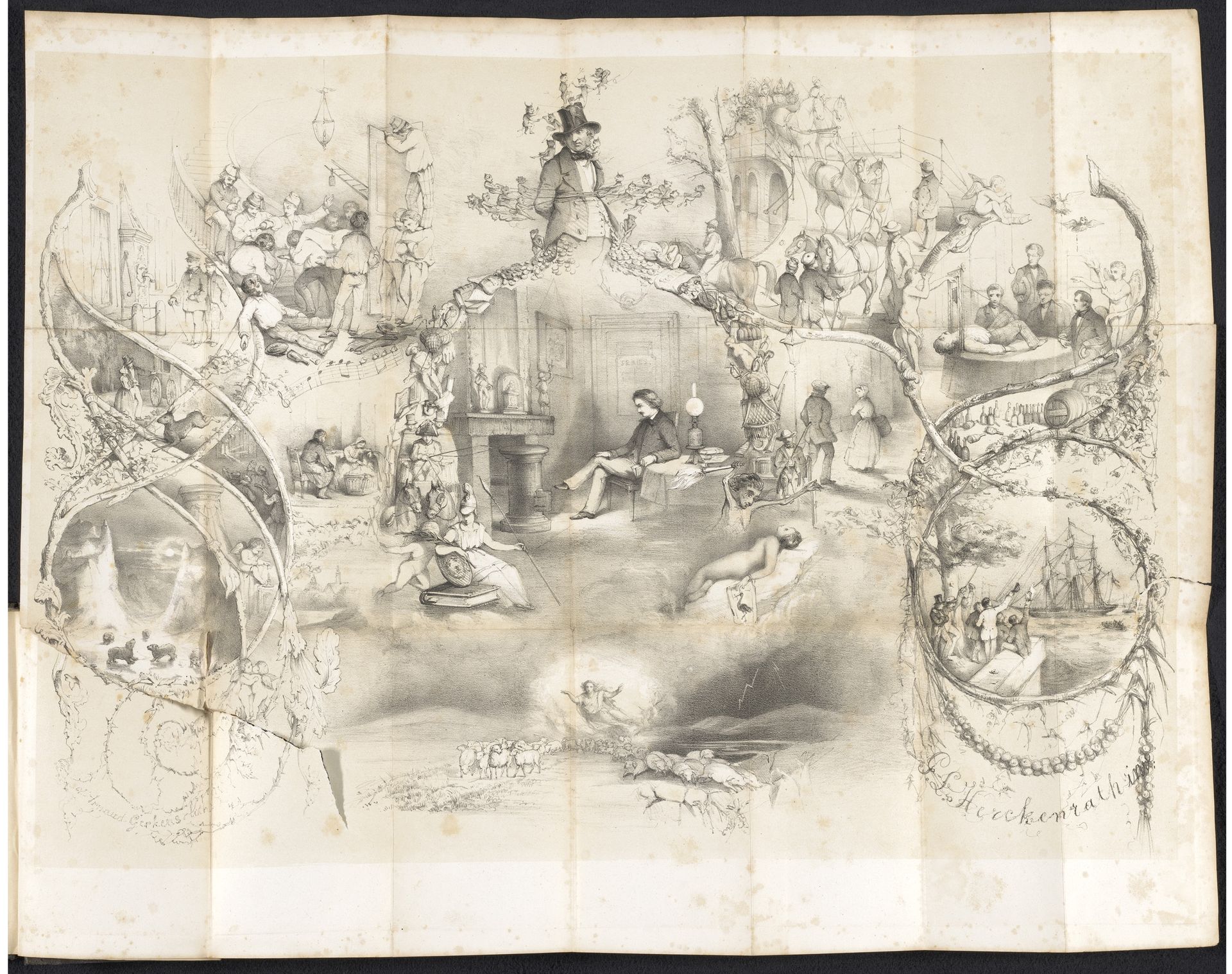 Spotprent in Leidse studentenalmanak, 1854 by Johannes Christiaan d' Arnaud Gerkens