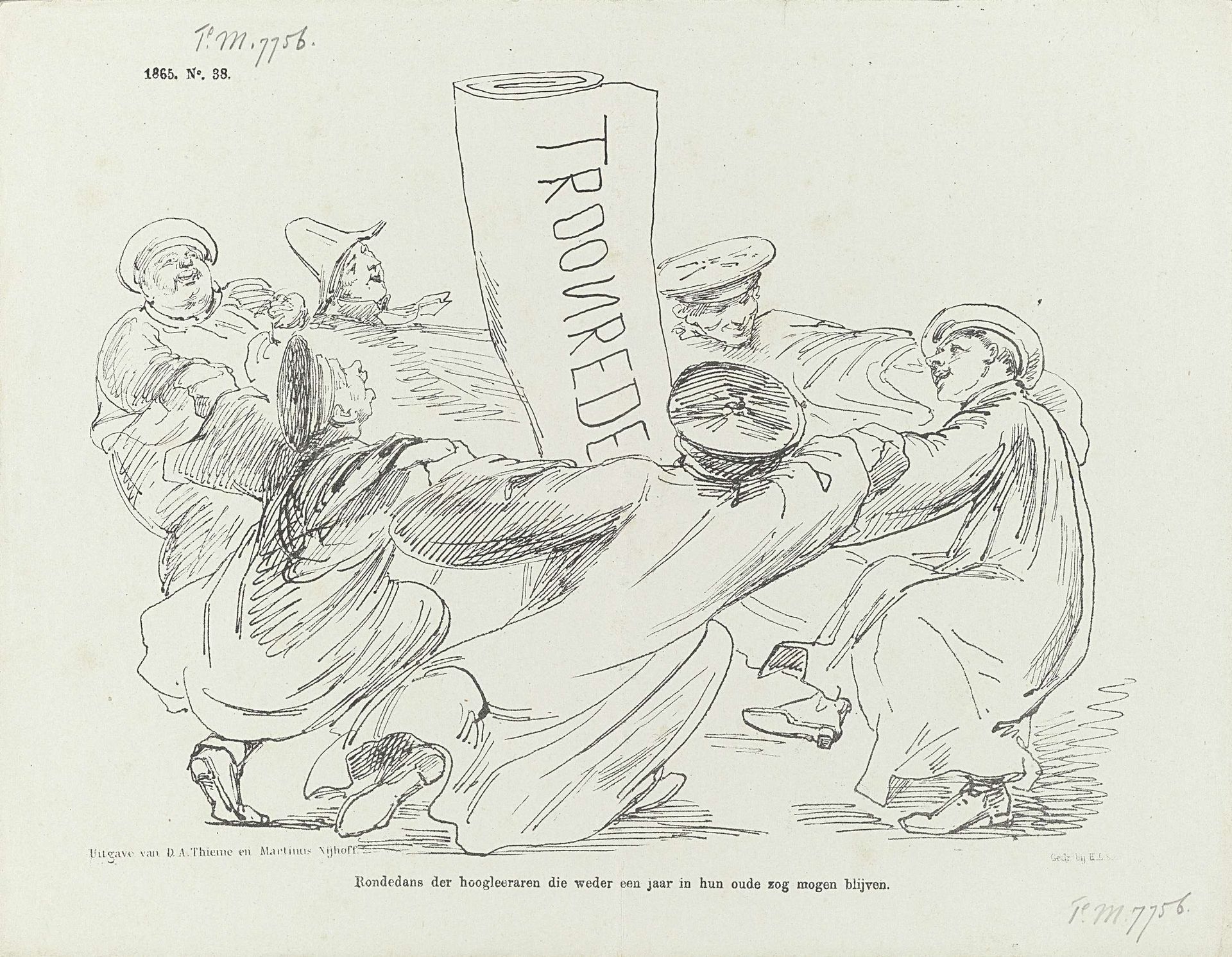 Spotprent op de universitaire hoogleraren, 1865 by Johan Michaël Schmidt Crans