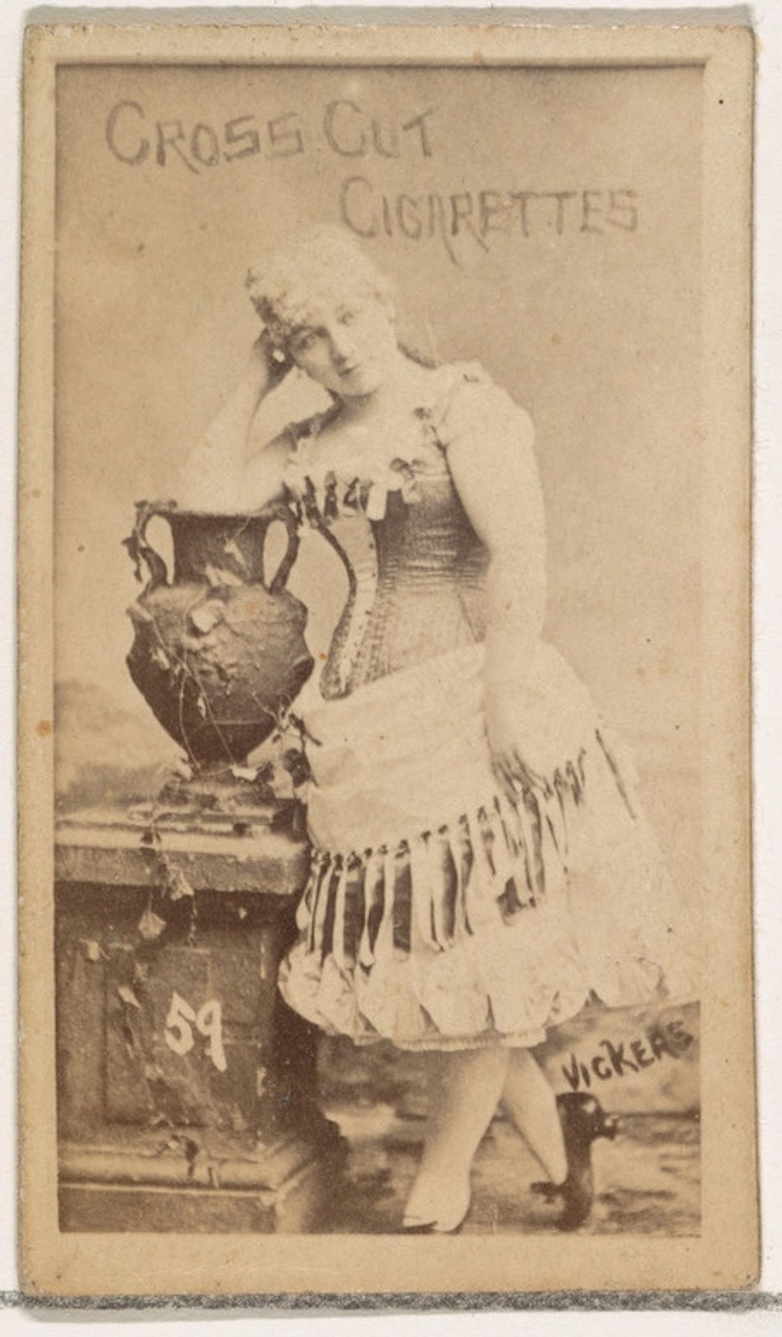 Card Number 59, Vickers, from the Actors and Actresses series (N145-1) issued by Duke Sons & Co. to promote Cross Cut Cigarettes by W. Duke, Sons & Co.
