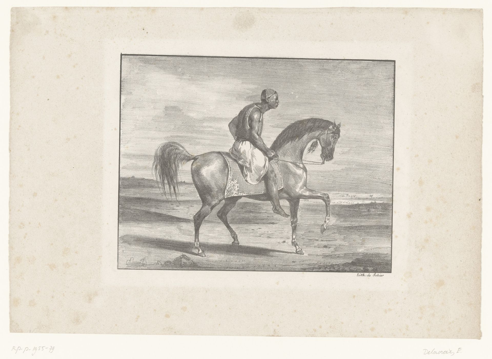 Man te paard in de woestijn by Eugène Delacroix