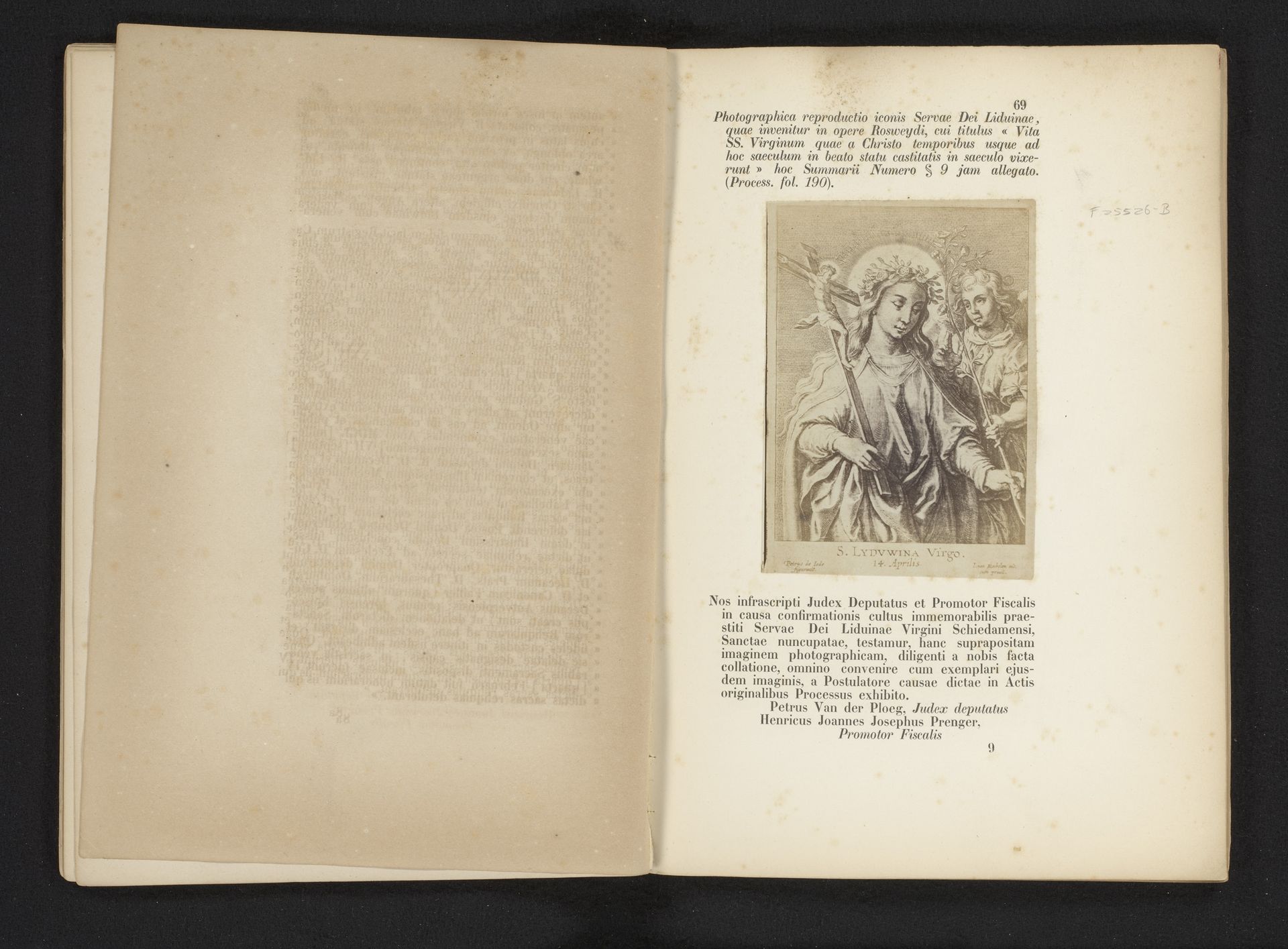 Fotoreproductie van een gravure van Liduina van Schiedam door Pieter de Jode I by Anonymous