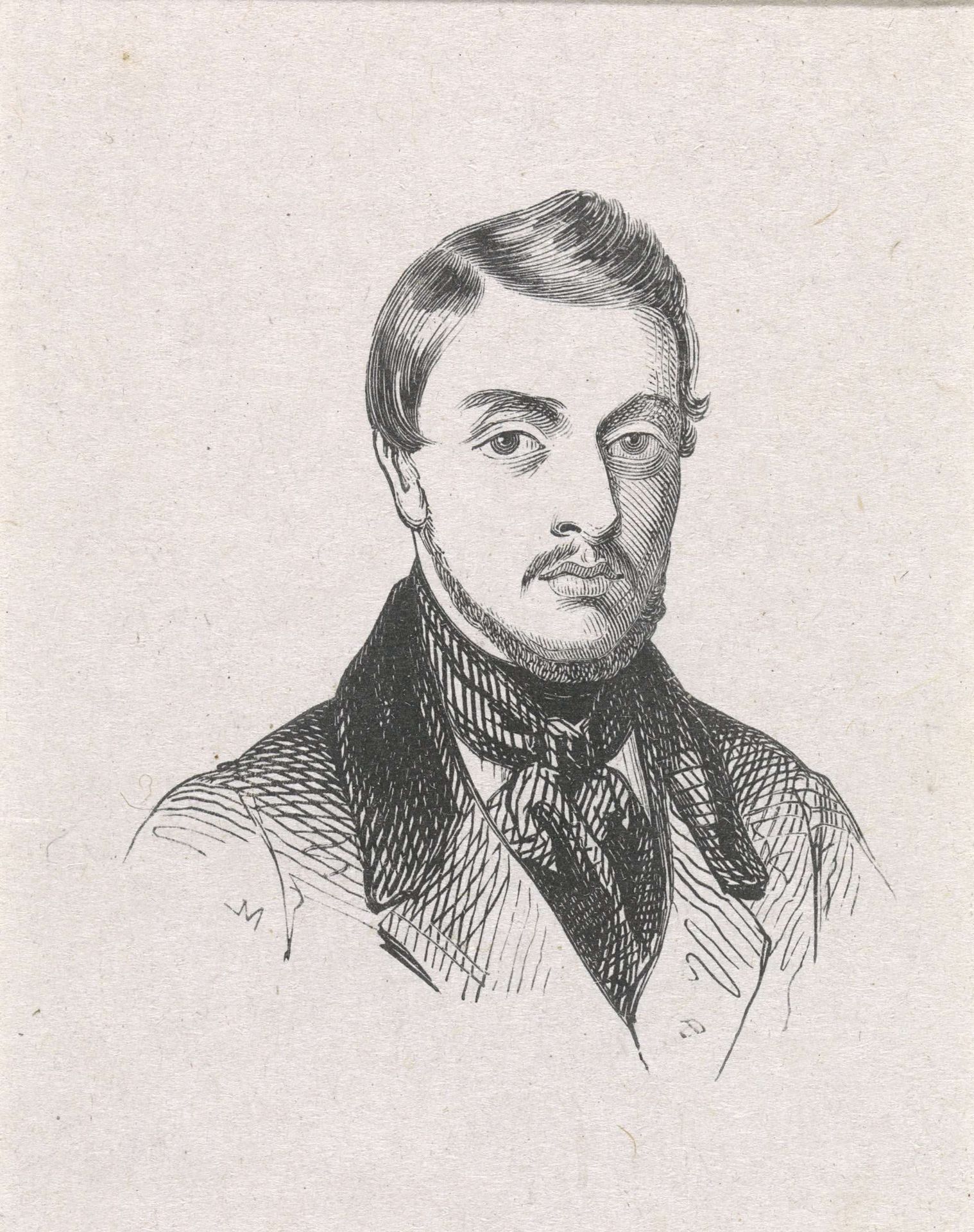 Portret van Eduard de Biefve by Monogrammist M (Duitsland)