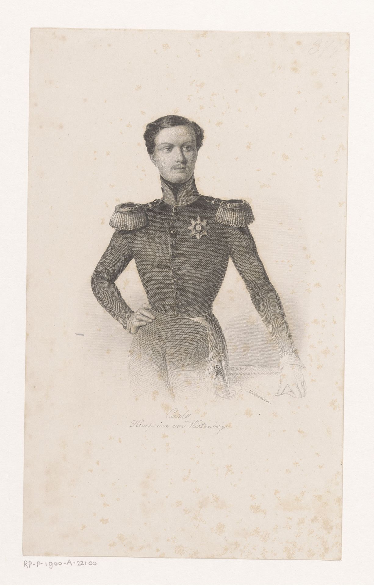 Portret van Karel I, kroonprins van Würtemberg by Karl Mahlknecht
