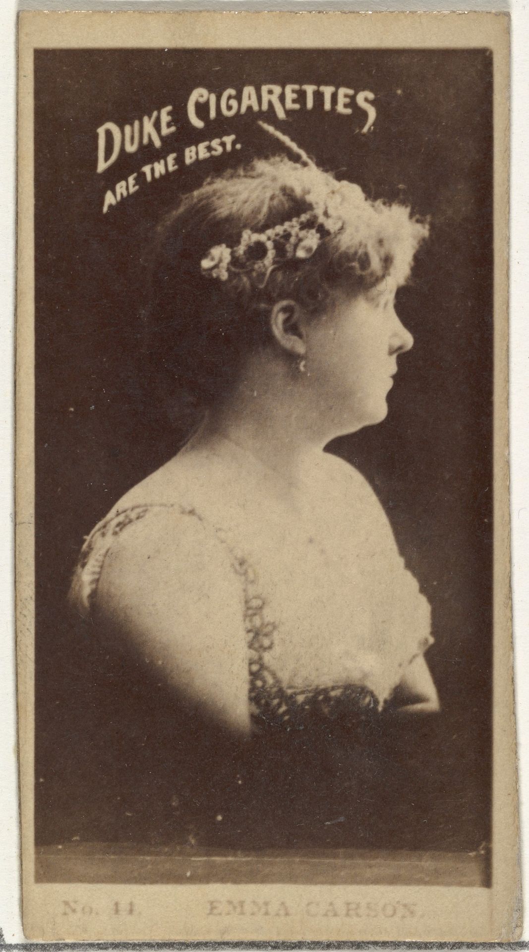 Card Number 14, Emma Carson, from the Actors and Actresses series (N145-6) issued by Duke Sons & Co. to promote Duke Cigarettes by W. Duke, Sons & Co.
