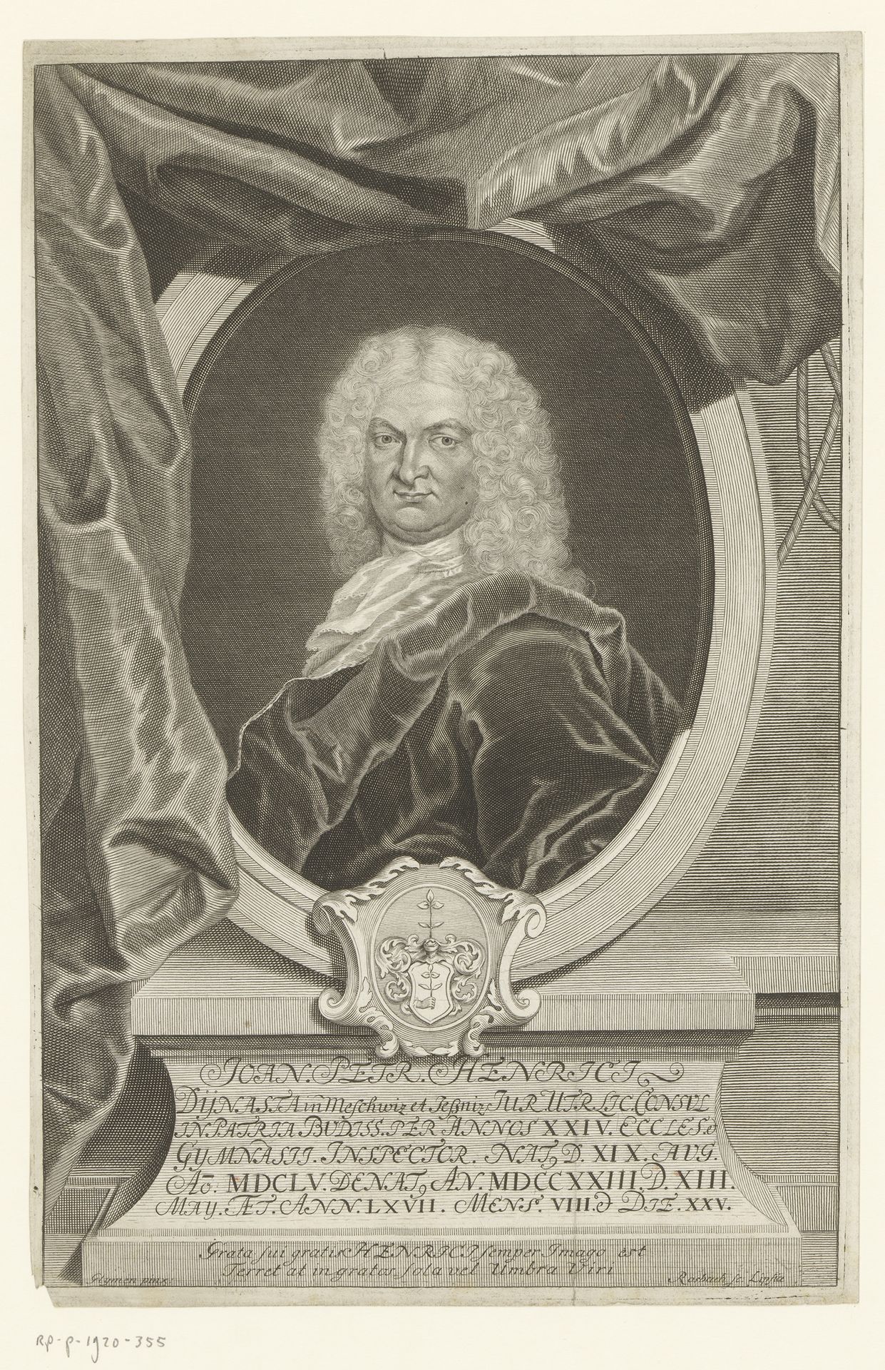Portret van Johann Peter Heinrici by Johann Friedrich Rosbach