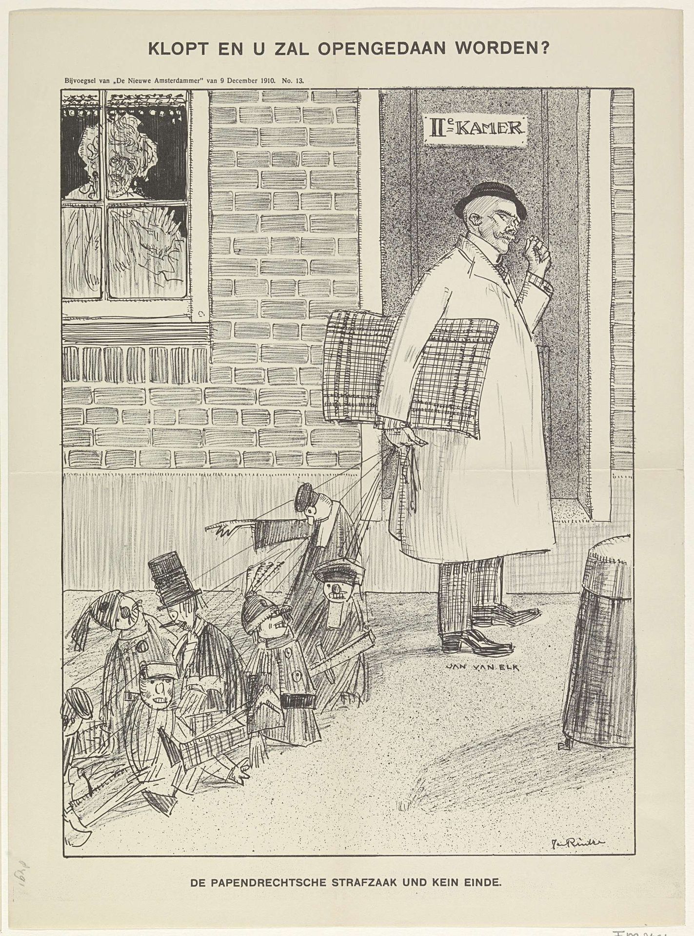 Spotprent over de Papendrechtse strafzaak, 1910 by Jan Rinke