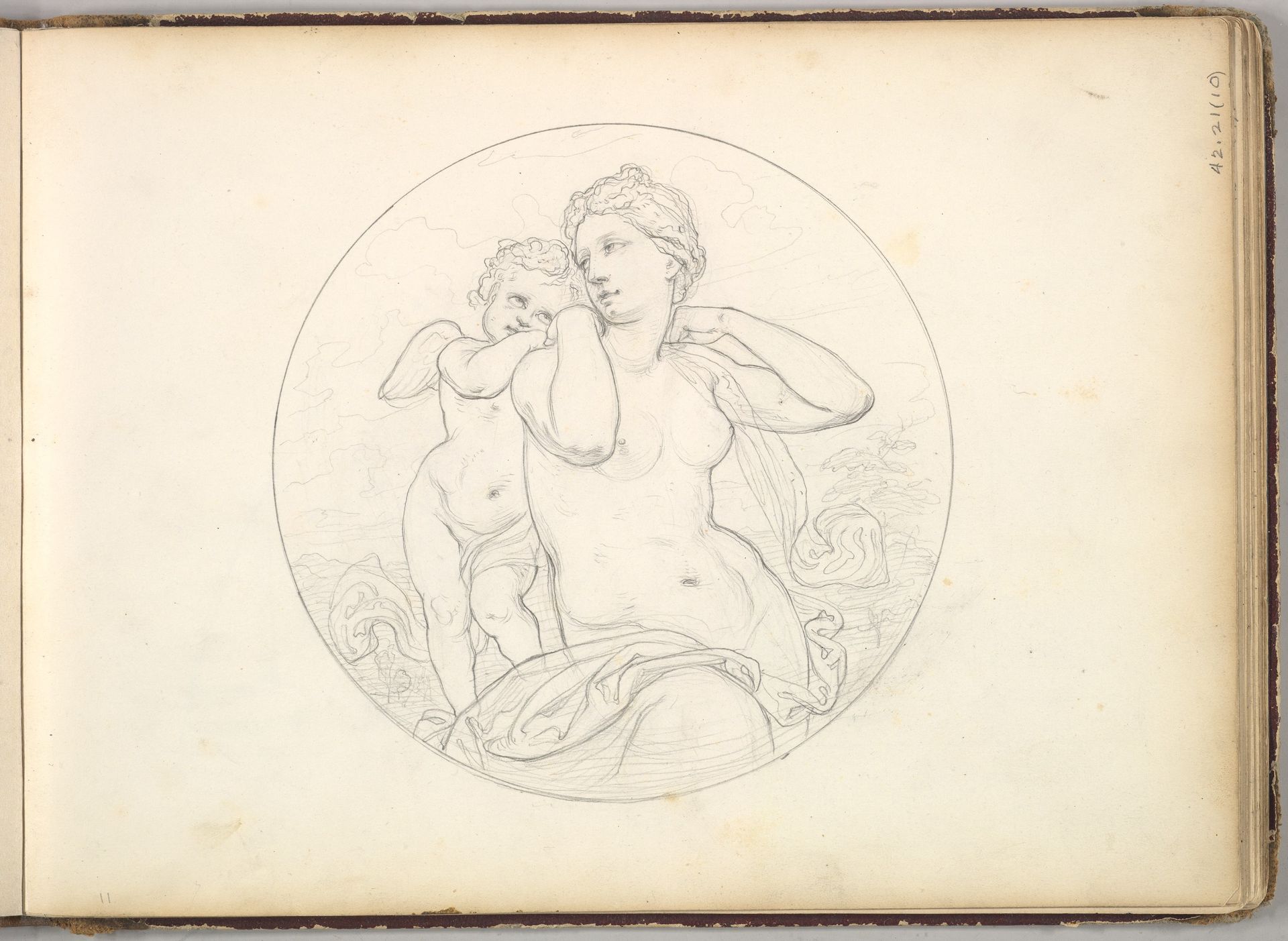 Venus and Cupid  (in Sketch Book With Drawings on Twenty-six Leaves) by Frederic Leighton
