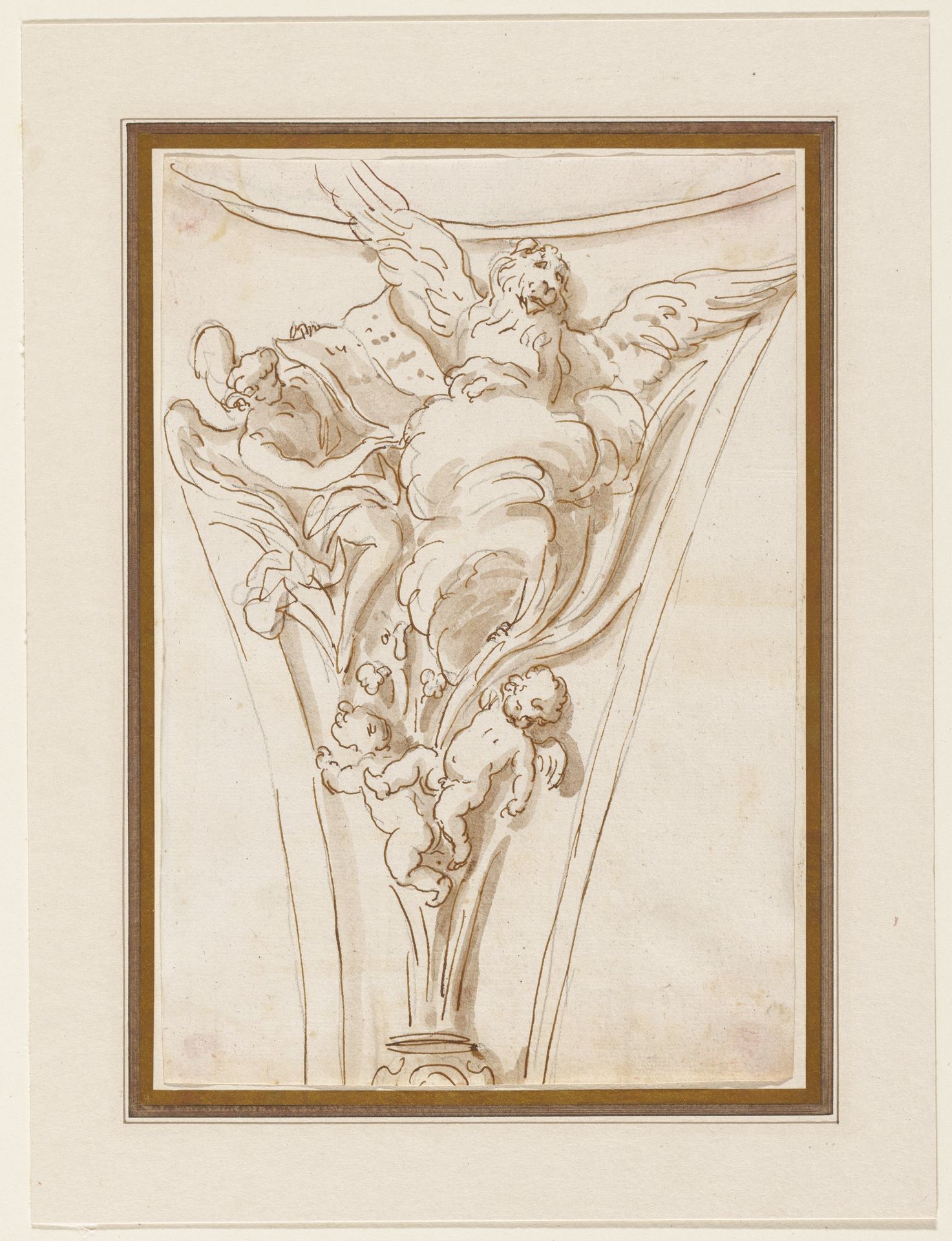 Spandrel Study- Angels with the Symbols of St. Mark by Joseph Wilton