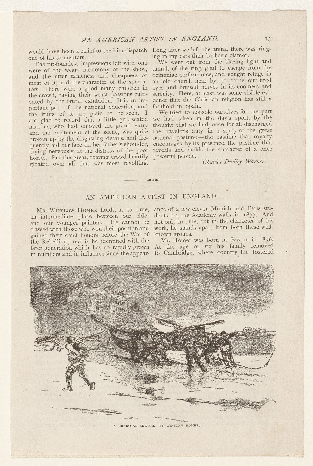 A Charcoal Sketch by Winslow Homer