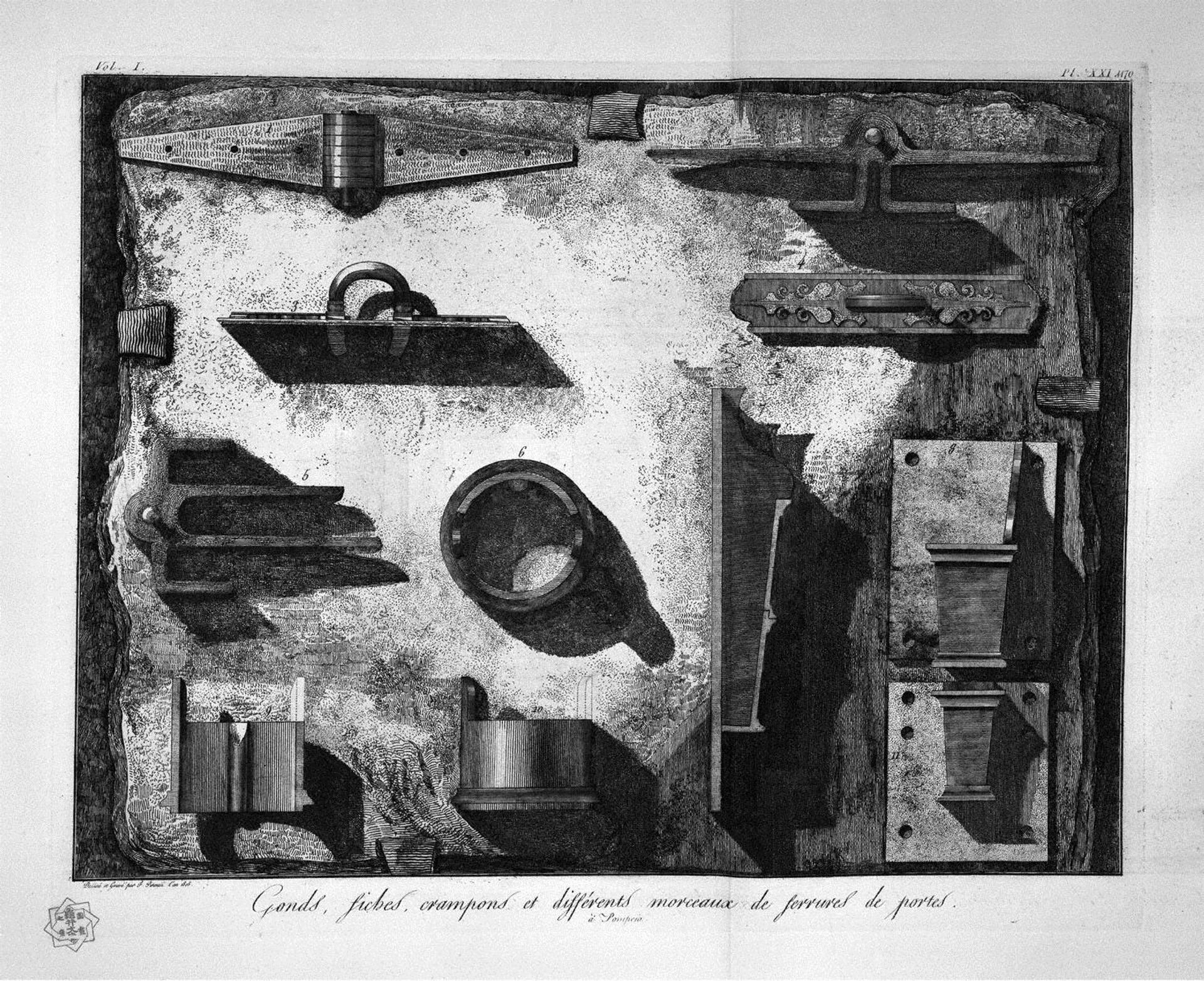 Door Hardware found in Pompeii by Giovanni Battista Piranesi