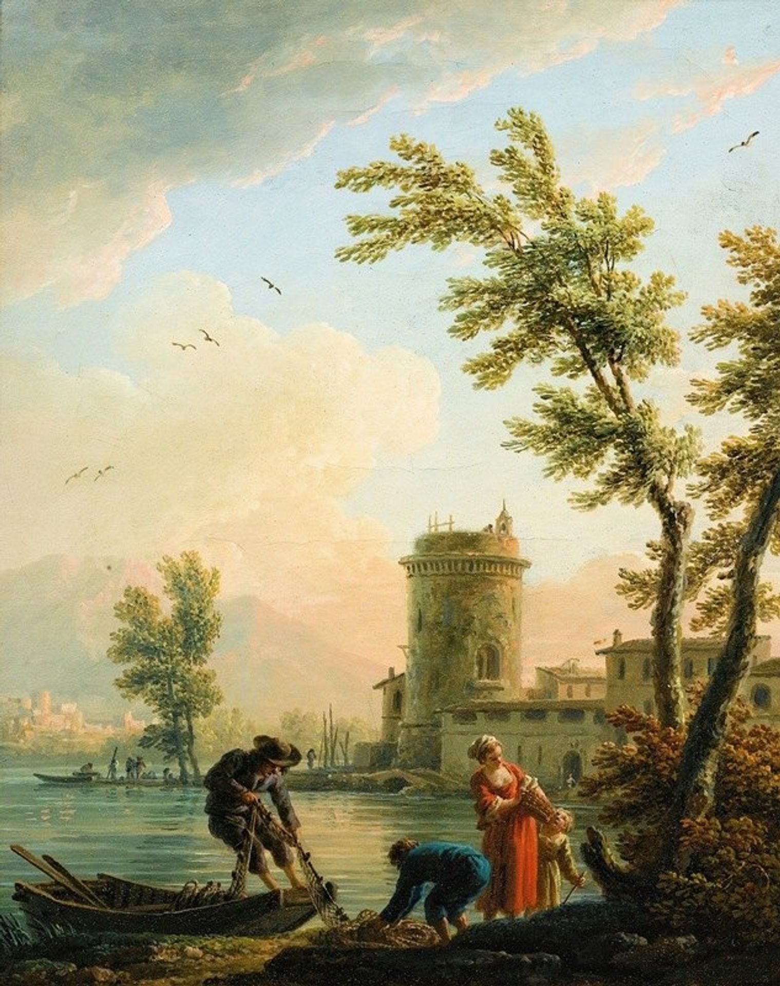Fishers at sunrise by Claude-Joseph Vernet