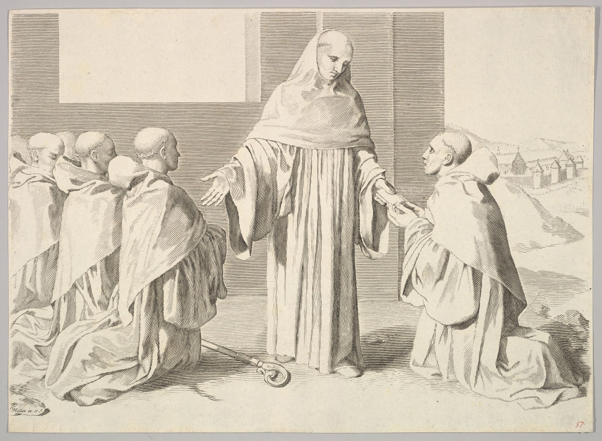 St. Bernard Presenting the Rule by Claude Mellan