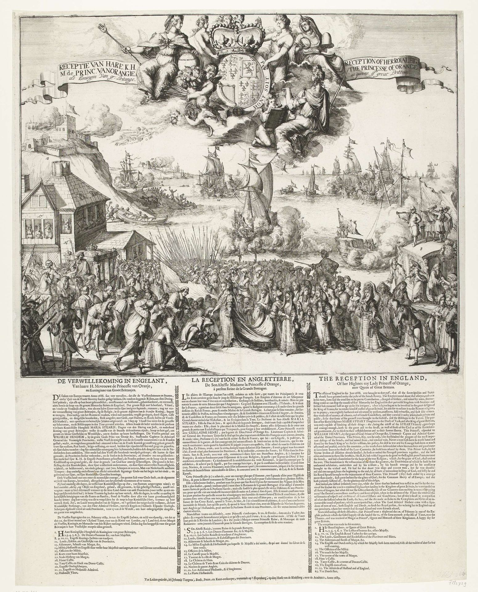 Ontvangst van de prinses van Oranje als koningin van Engeland, 1689 by Romeyn de Hooghe