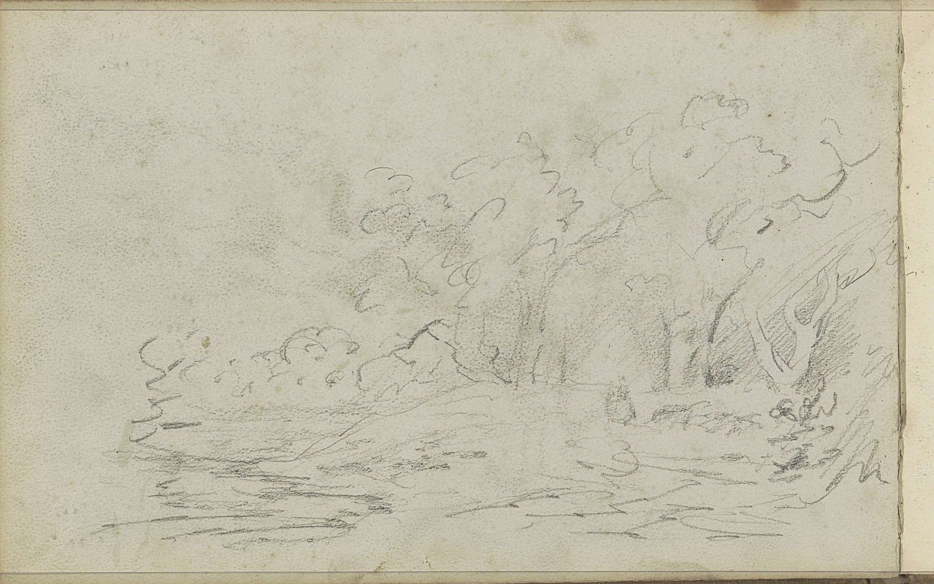 Figuur op een bospad langs een beek by Willem Cornelis Rip
