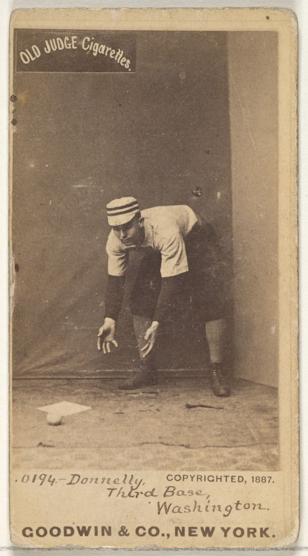 James B. "Jim" Donnelly, 3rd Base, Washington Nationals, from the Old Judge series (N172) for Old Judge Cigarettes by Goodwin & Company