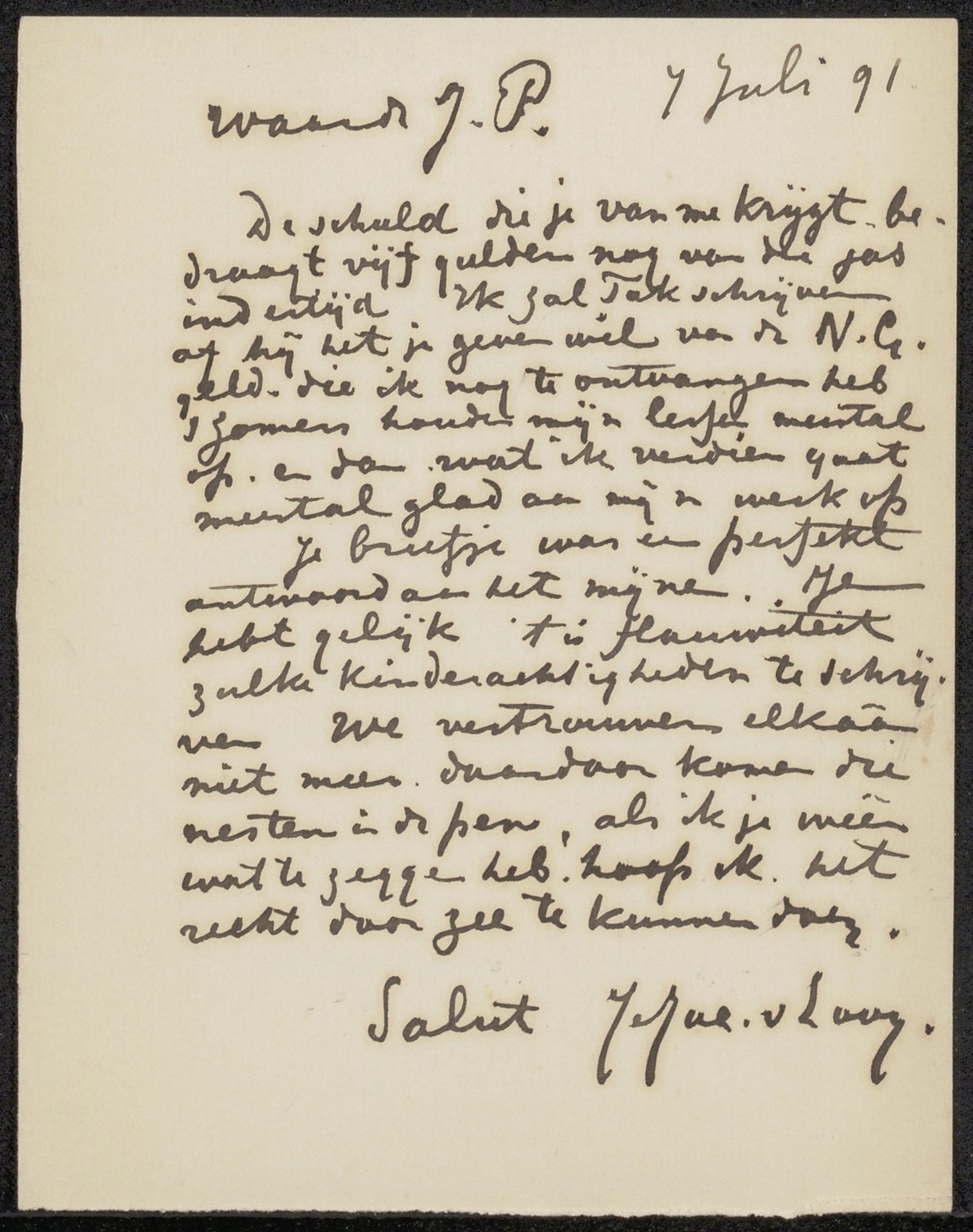 Brief aan Jan Veth by Jac van Looij