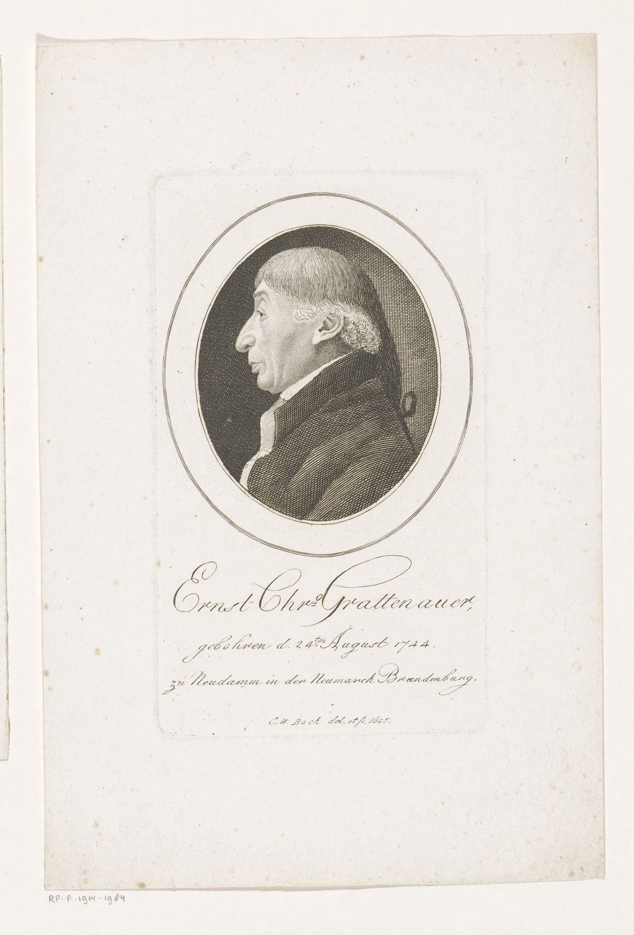 Portret van Ernst Christoph Grattenauer by Christoph-Wilhelm Bock