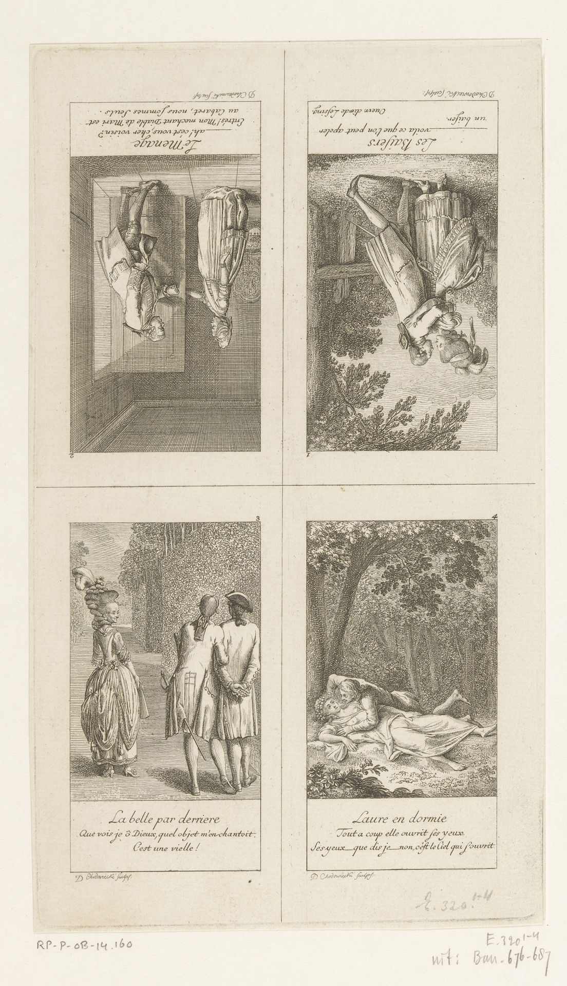Vier scènes uit Lessing's Fabeln und Erzählungen by Daniel Nikolaus Chodowiecki