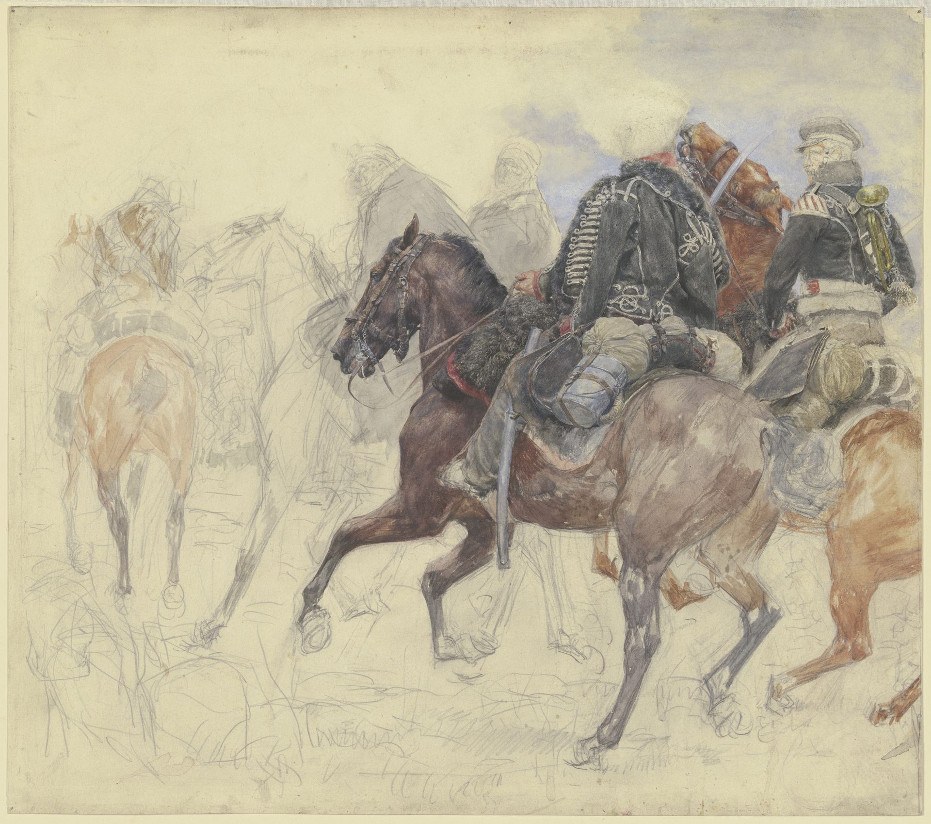 Five hussars on horseback by Wilhelm Altheim