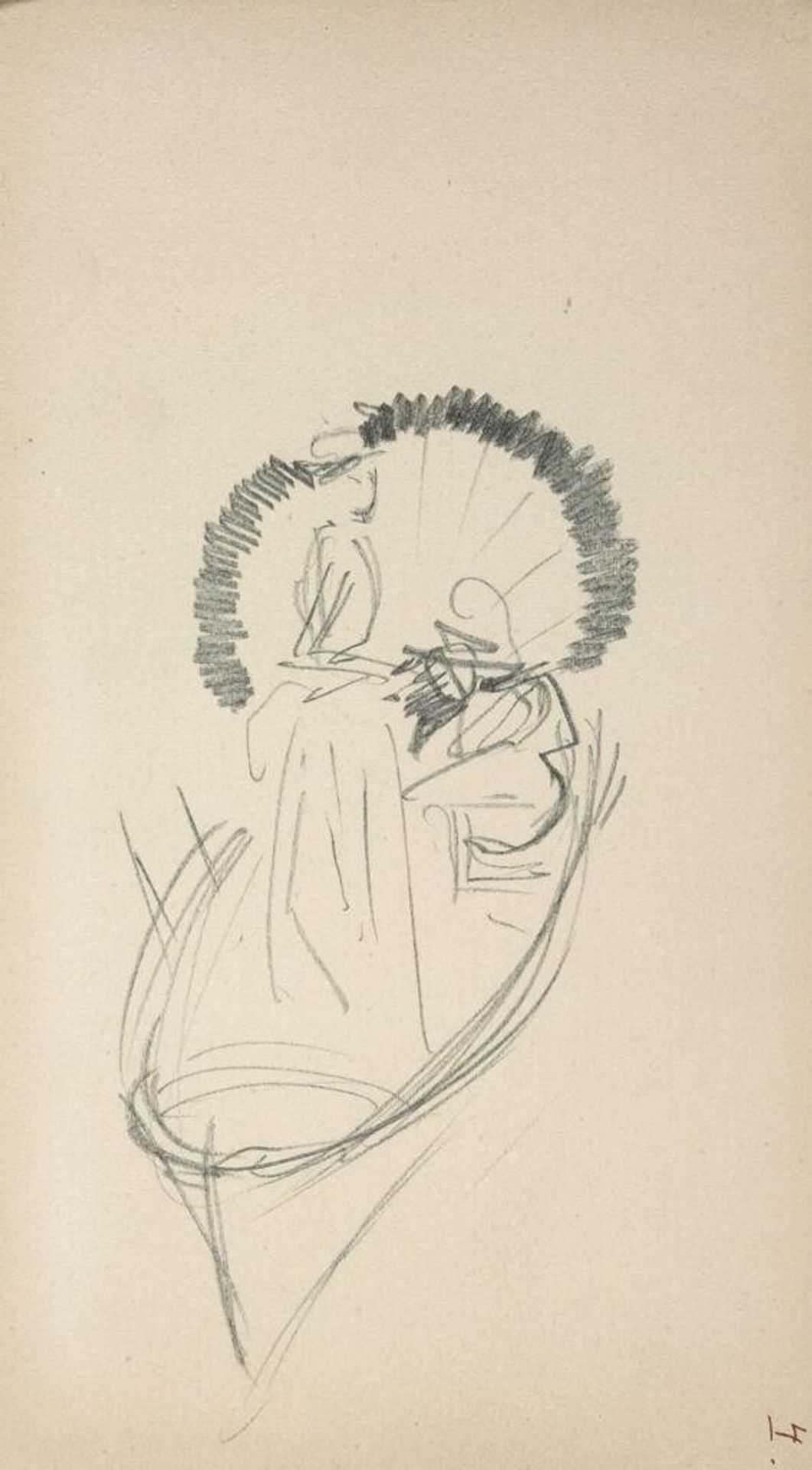 Two Figures with a Parasol in a Boat by John Singer Sargent