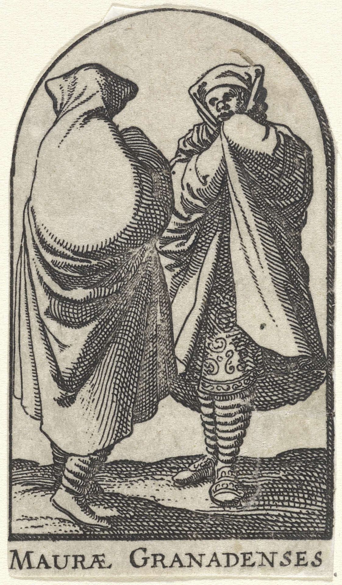 Twee gesluierde vrouwen by Claes Jansz. Visscher