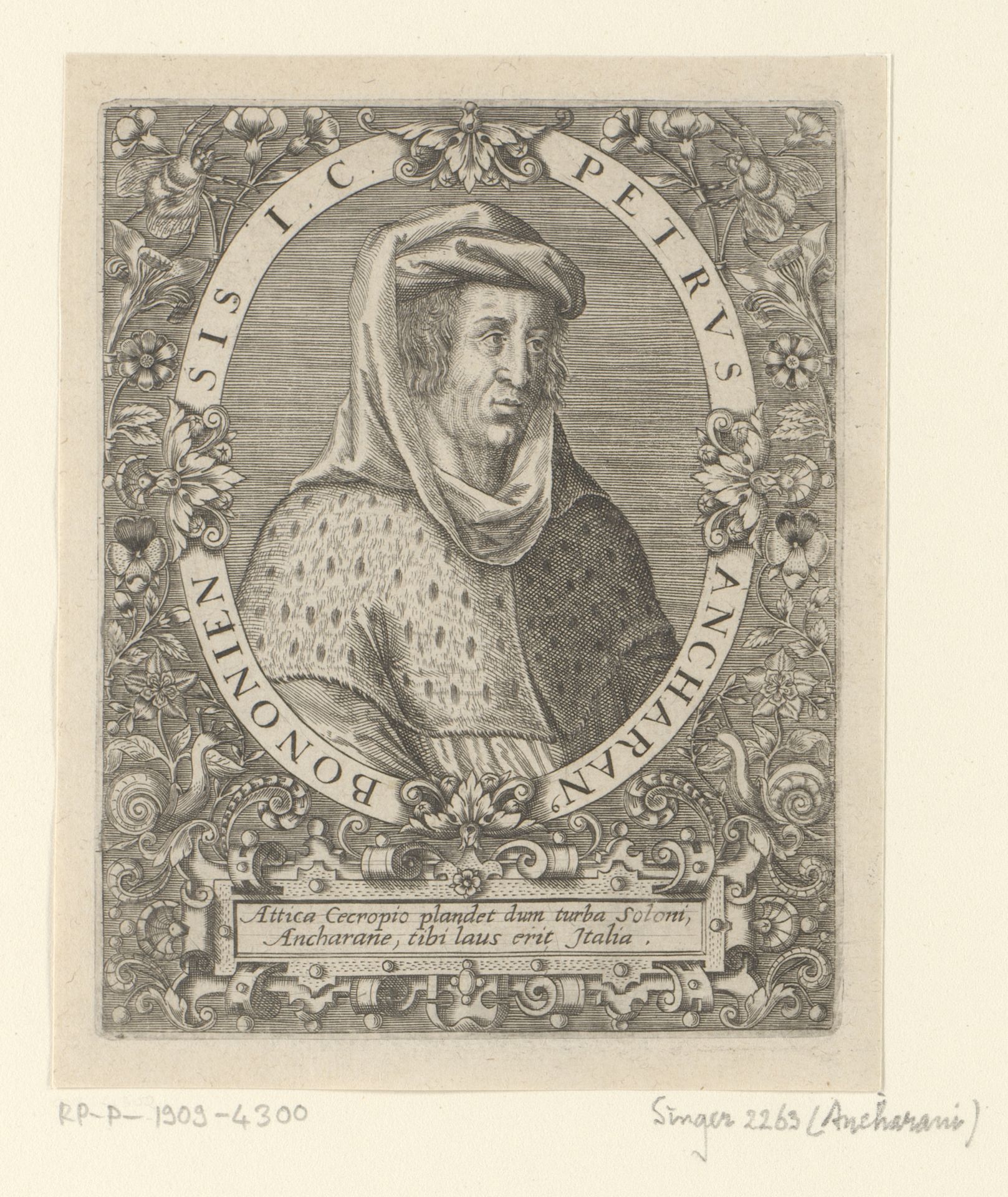 Portret van Petrus de Ancharano by Theodor de Bry