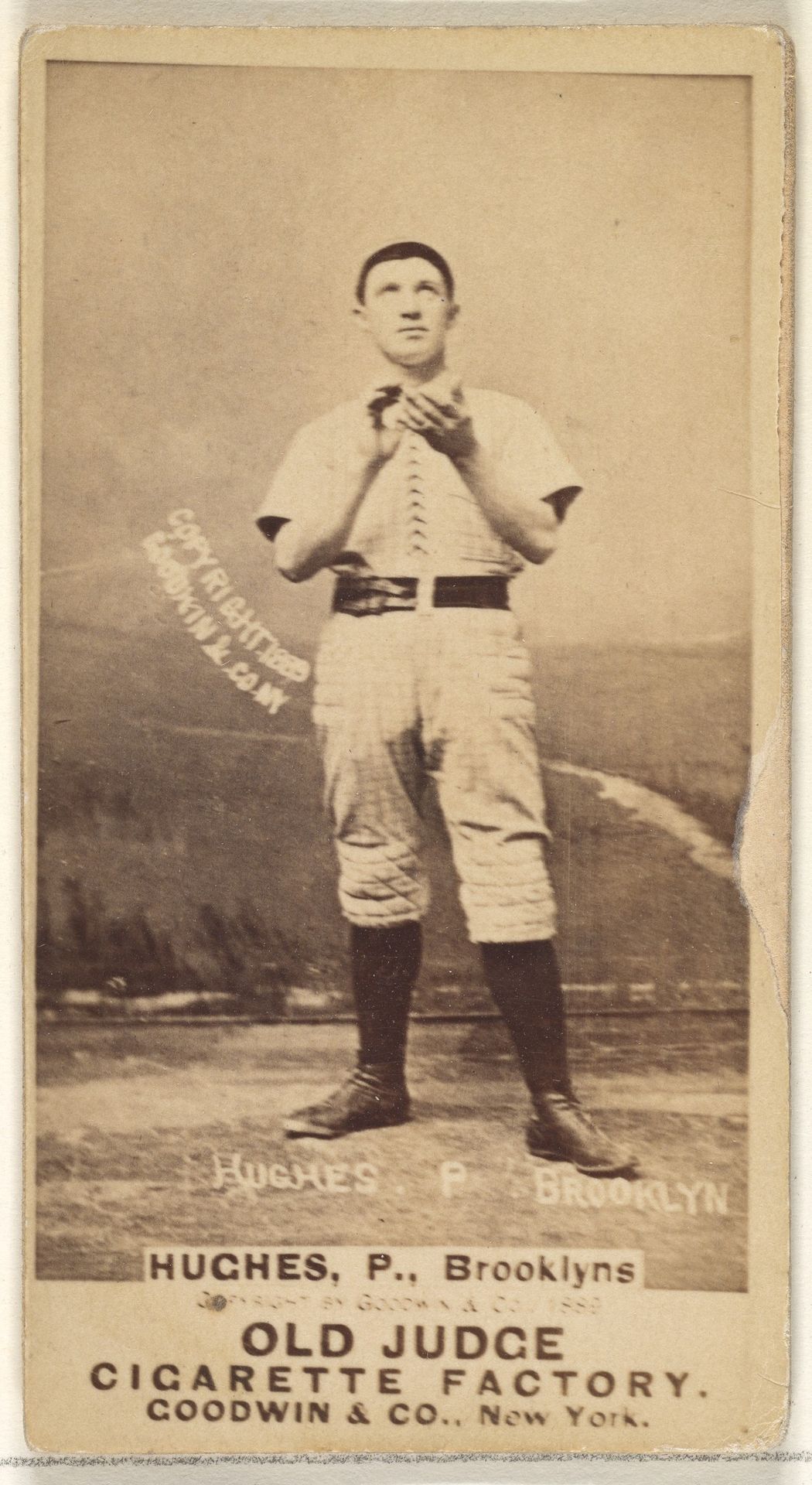 Hughes, Pitcher, Brooklyn Bridegrooms, from the Old Judge series (N172) for Old Judge Cigarettes by Goodwin & Company