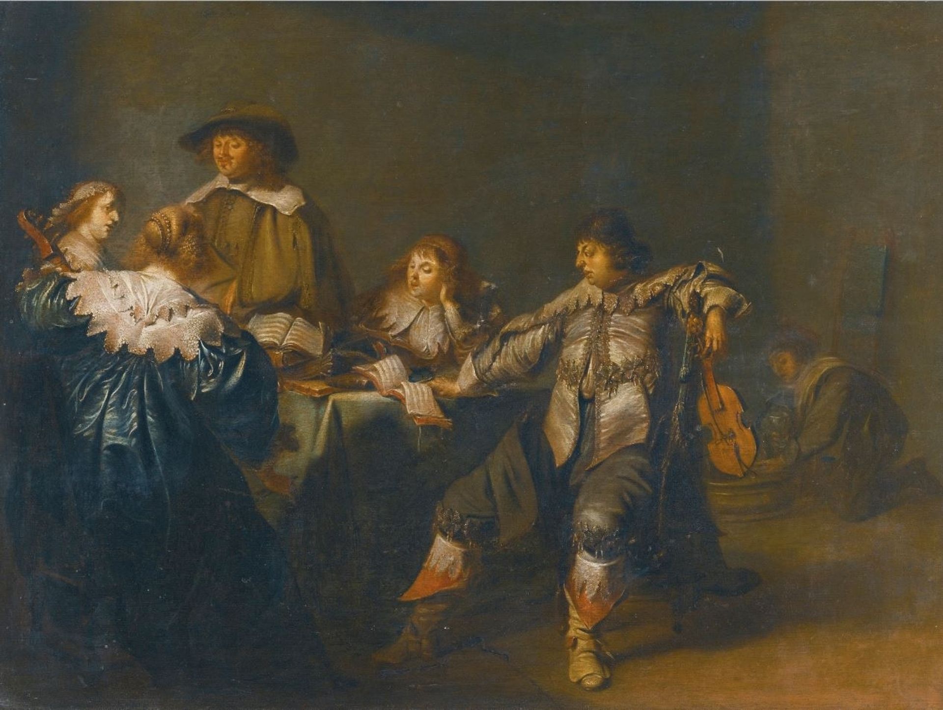 An Elegant Company Making Music in An Interior by Pieter Codde