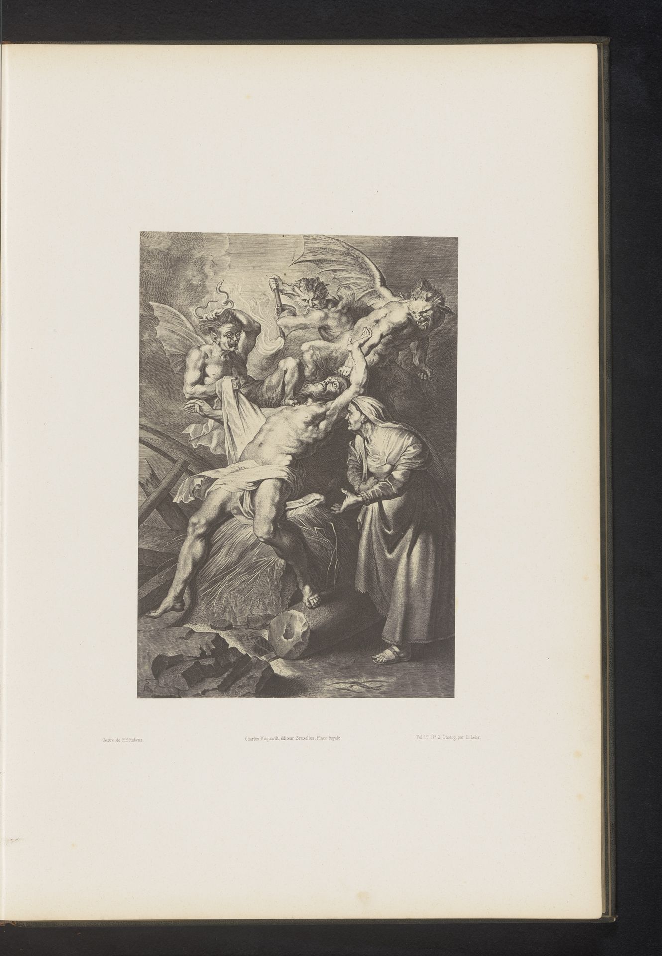 Fotoreproductie van een gravure van Job gekweld door zijn vrouw en duivels door Lucas Vorsterman, naar het schilderij door Peter Paul Rubens by Jean Louis Bargignac