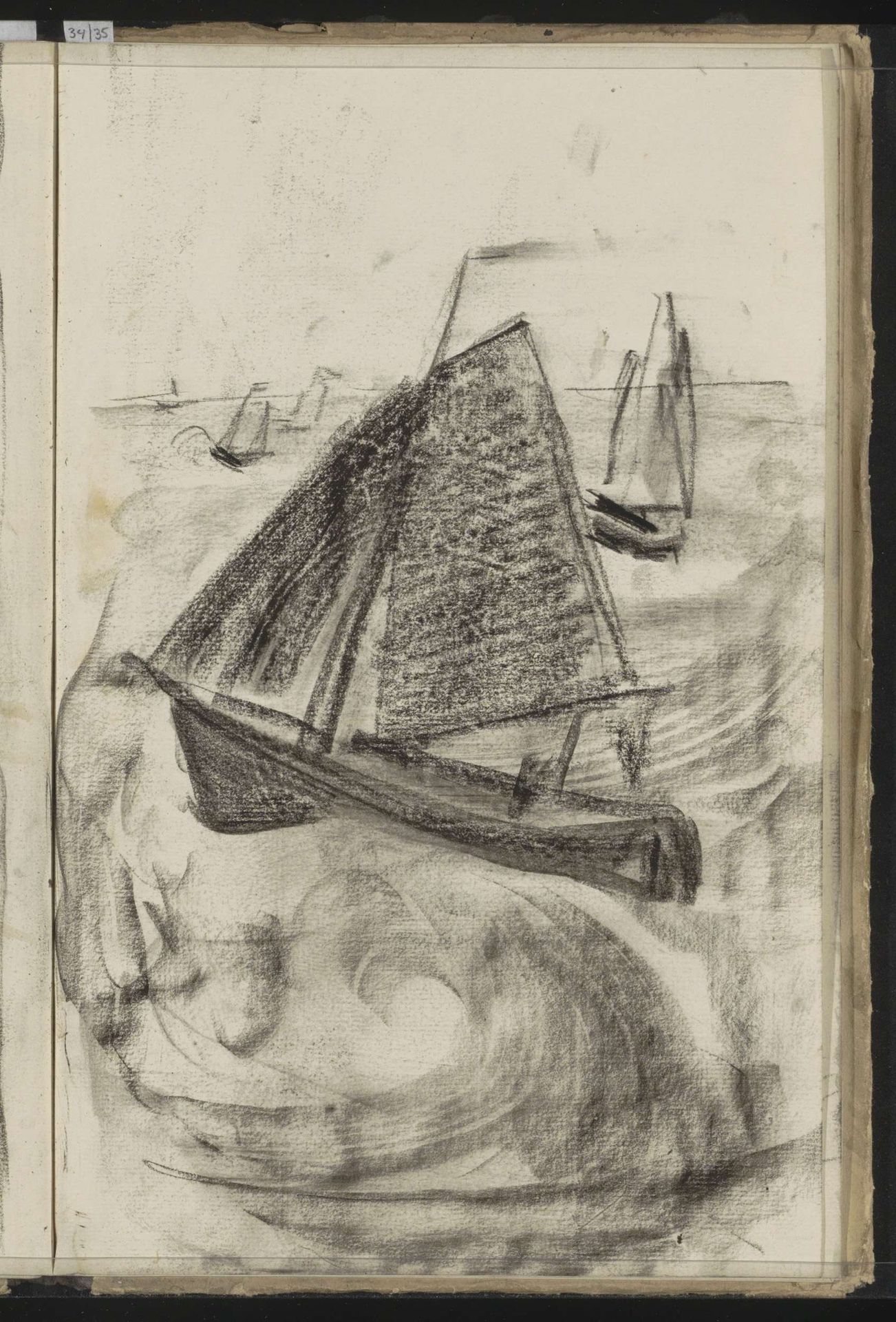 Zeilboten op open water by Carel Adolph Lion Cachet