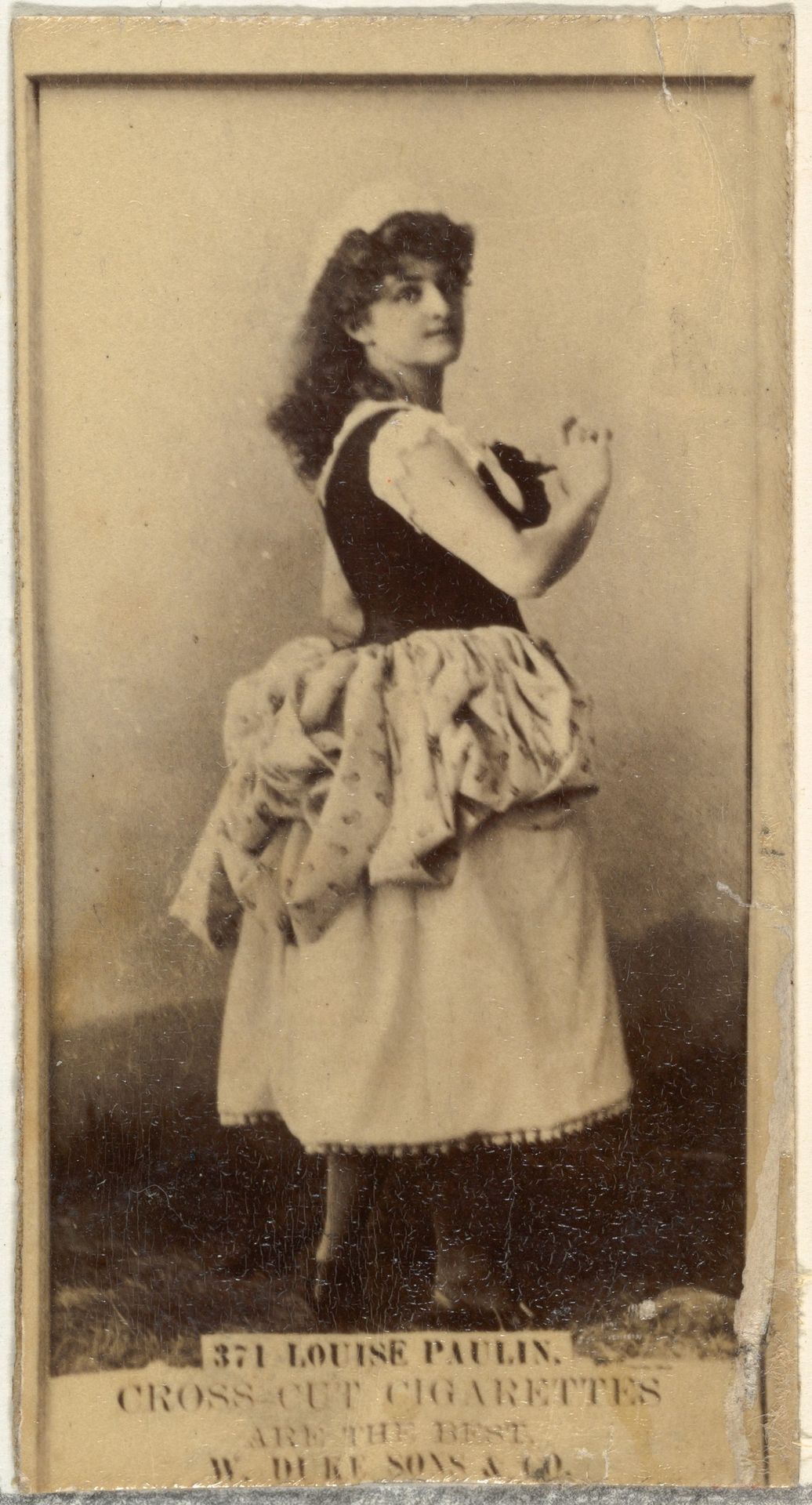 Card Number 371, Louise Paullin, from the Actors and Actresses series (N145-3) issued by Duke Sons & Co. to promote Cross Cut Cigarettes by W. Duke, Sons & Co.