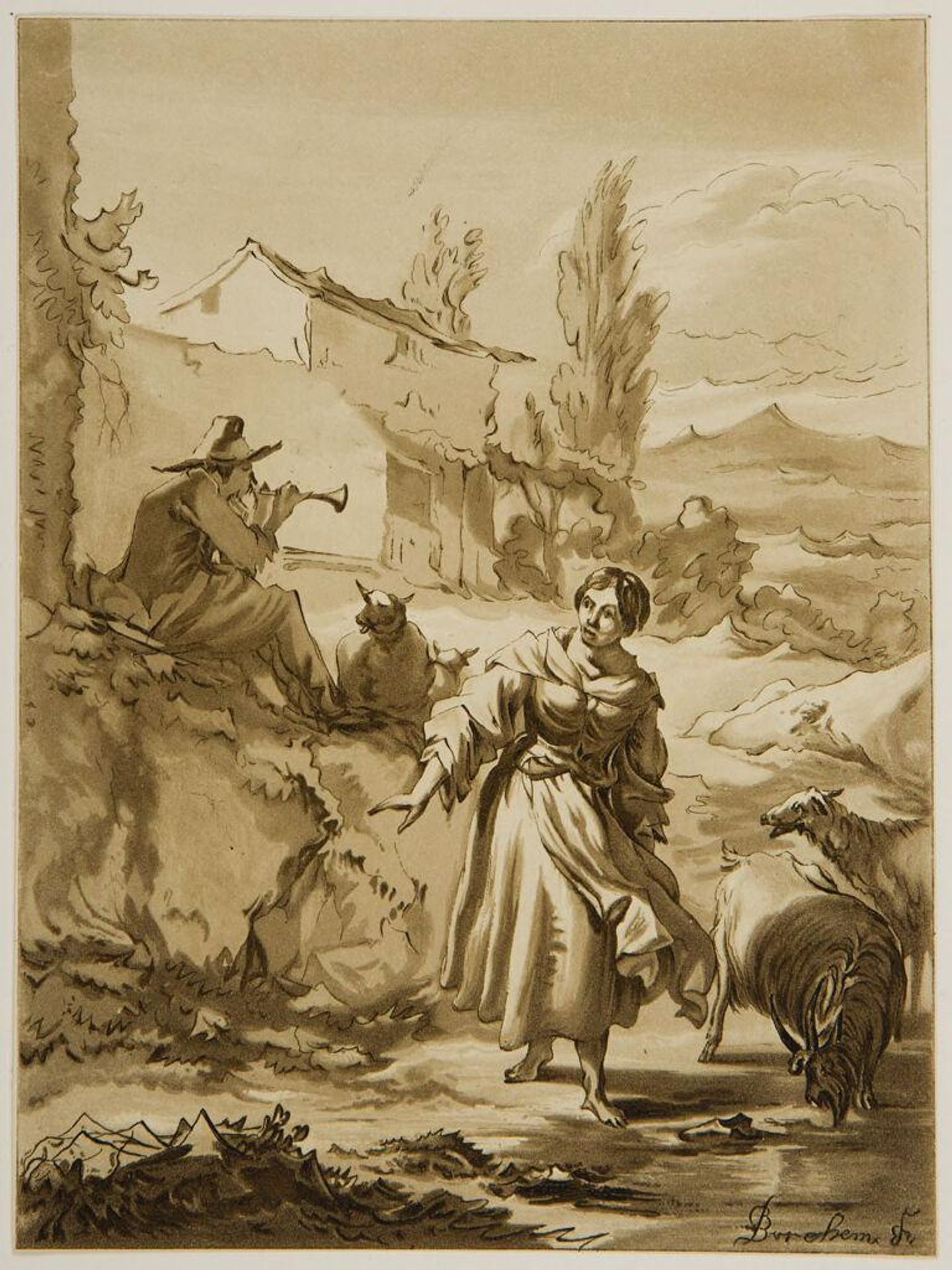 Shepherd Playing a Pipe by Cornelis Ploos van Amstel