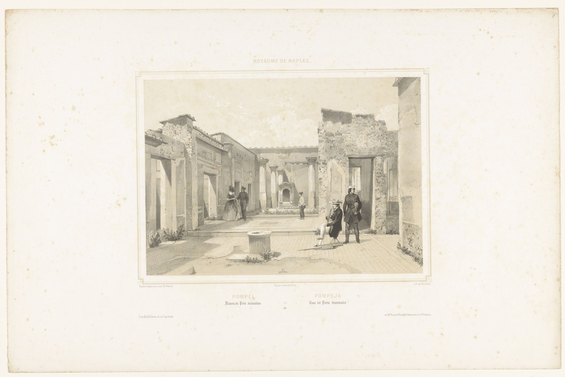 Zicht op de ruïne van een huis in Pompeï by Charles-Claude Bachelier