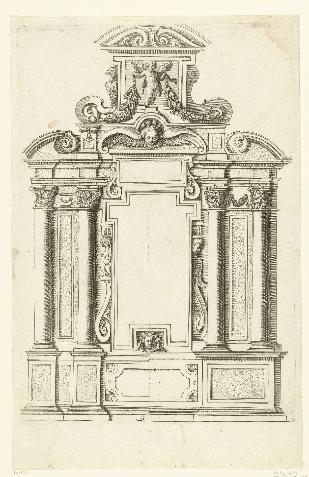 Altaardecoratie met leeg paneel by Anonymous
