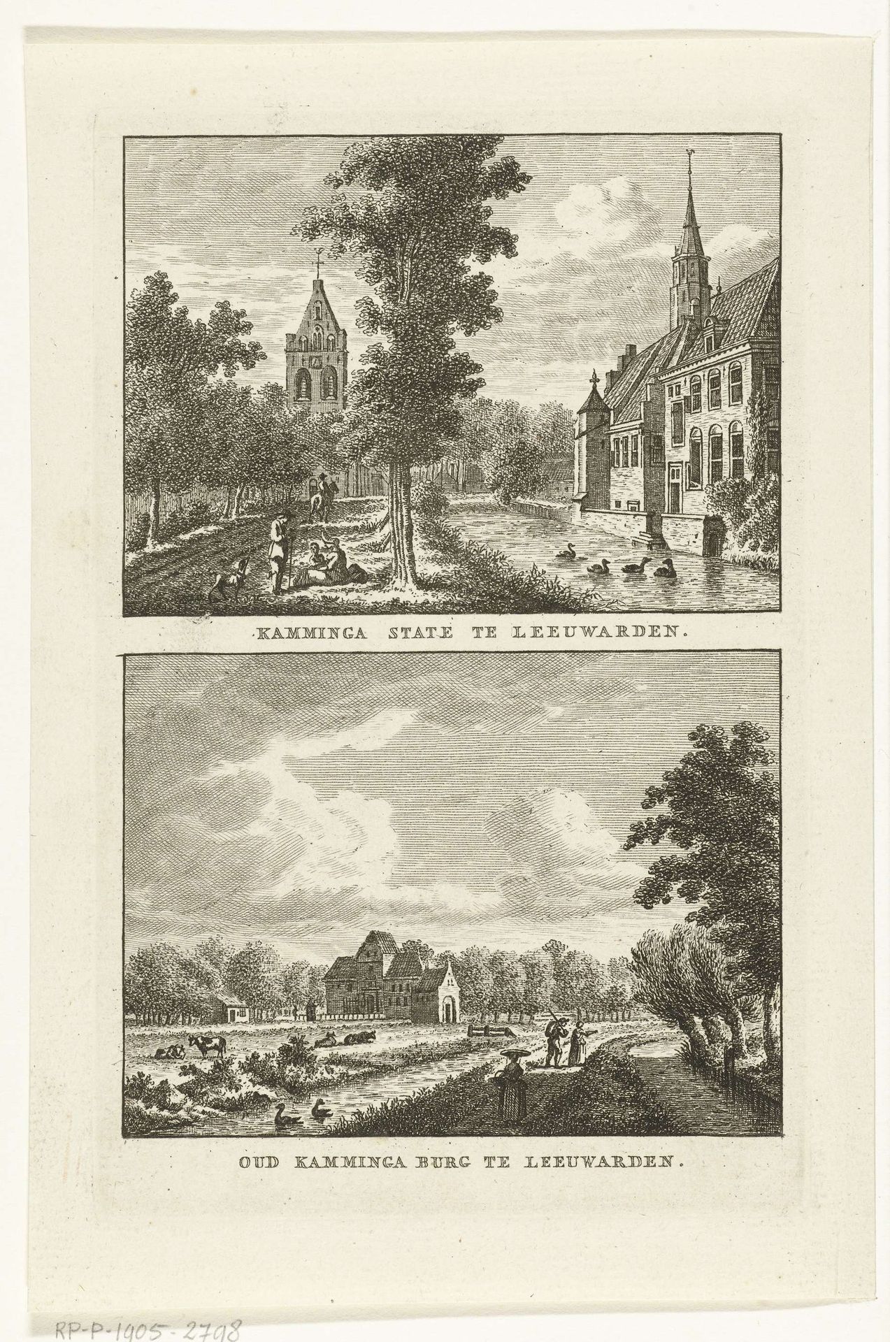 Twee gezichten bij Leeuwarden: Kamminga-state te Ferwerd en de oude Kamminga Burg by Carel Frederik (I) Bendorp