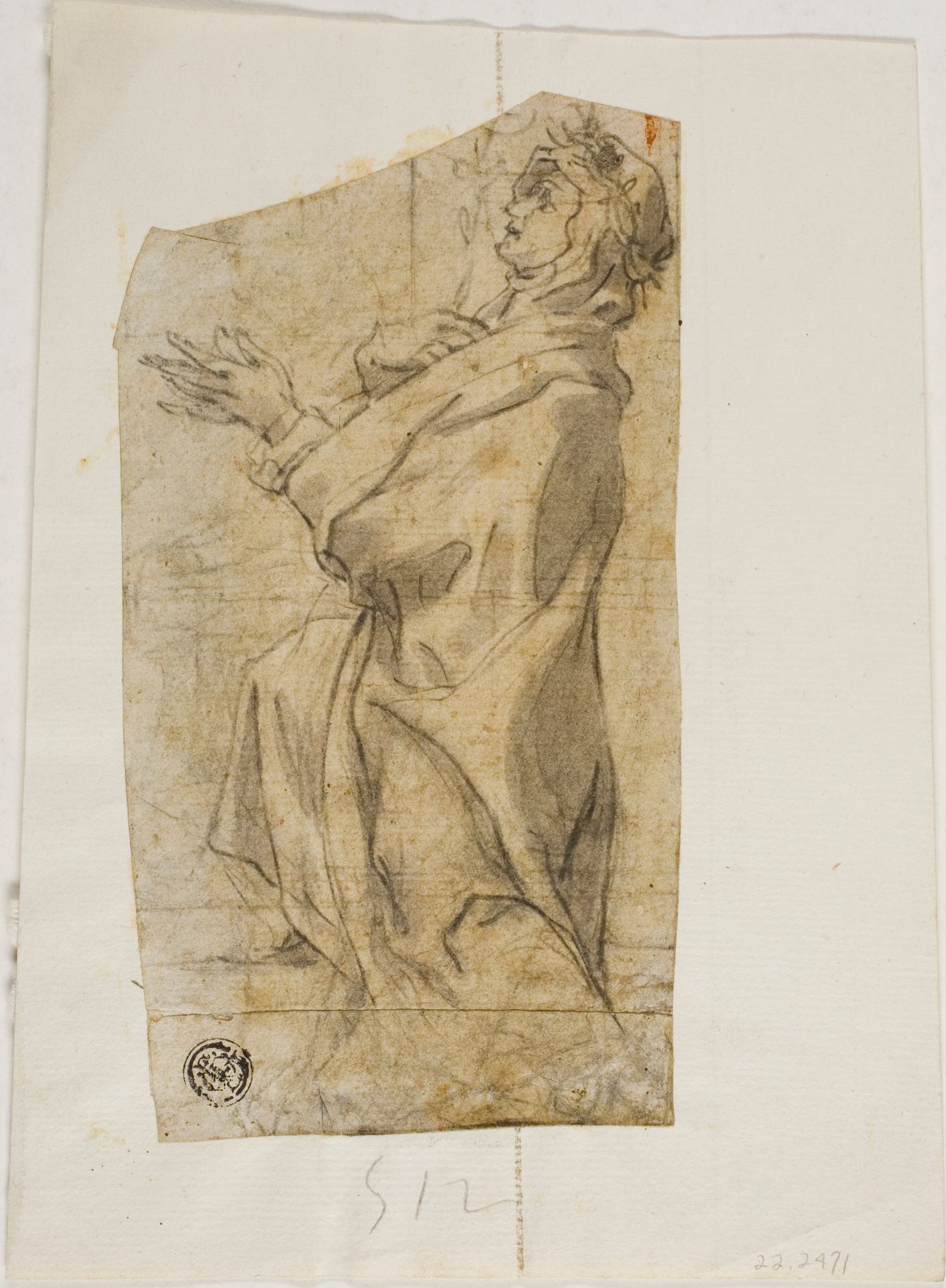 Kneeling Female Saint in Profile by Lazzaro Tavarone