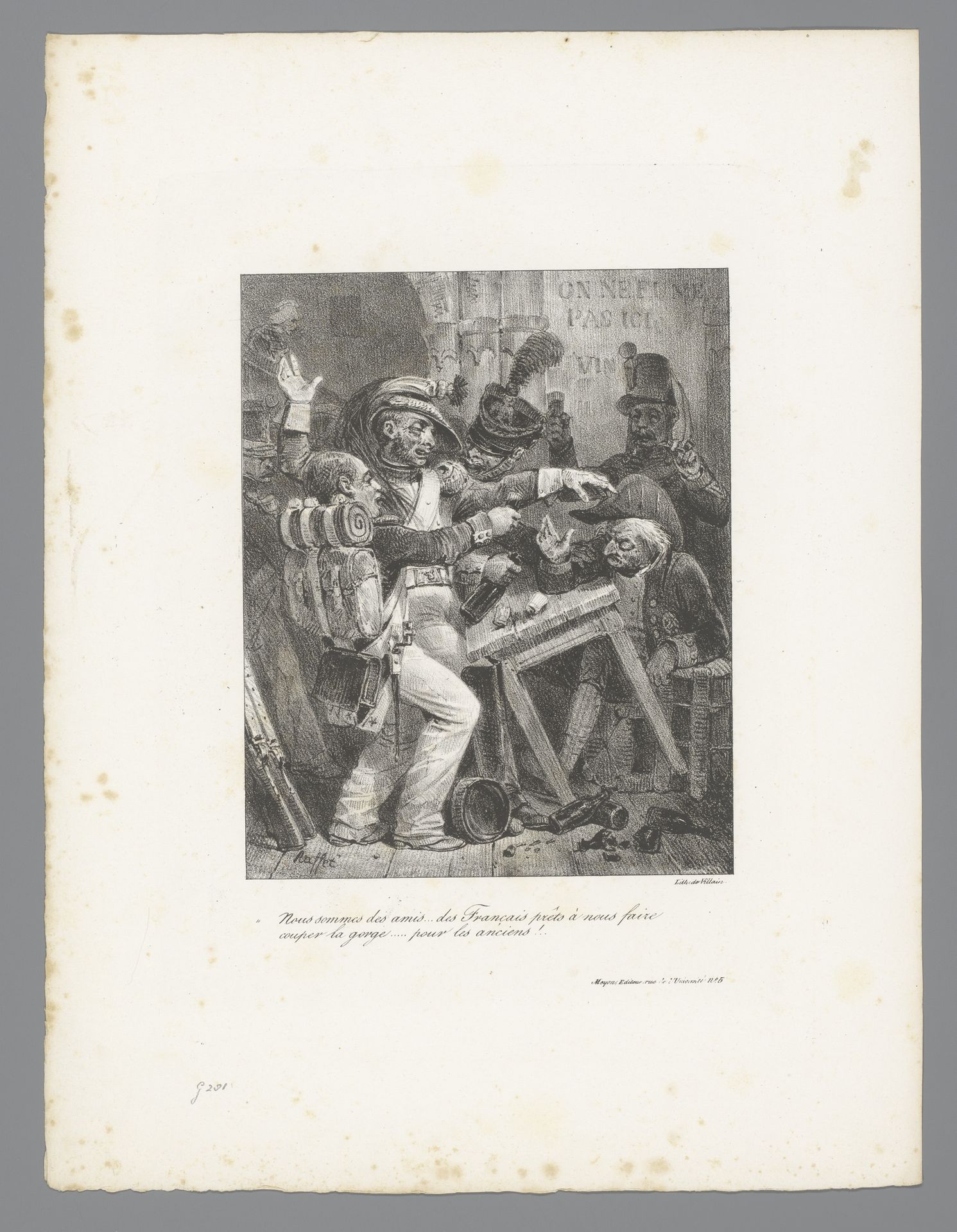 Drinkende oude en jonge soldaten by Auguste Raffet