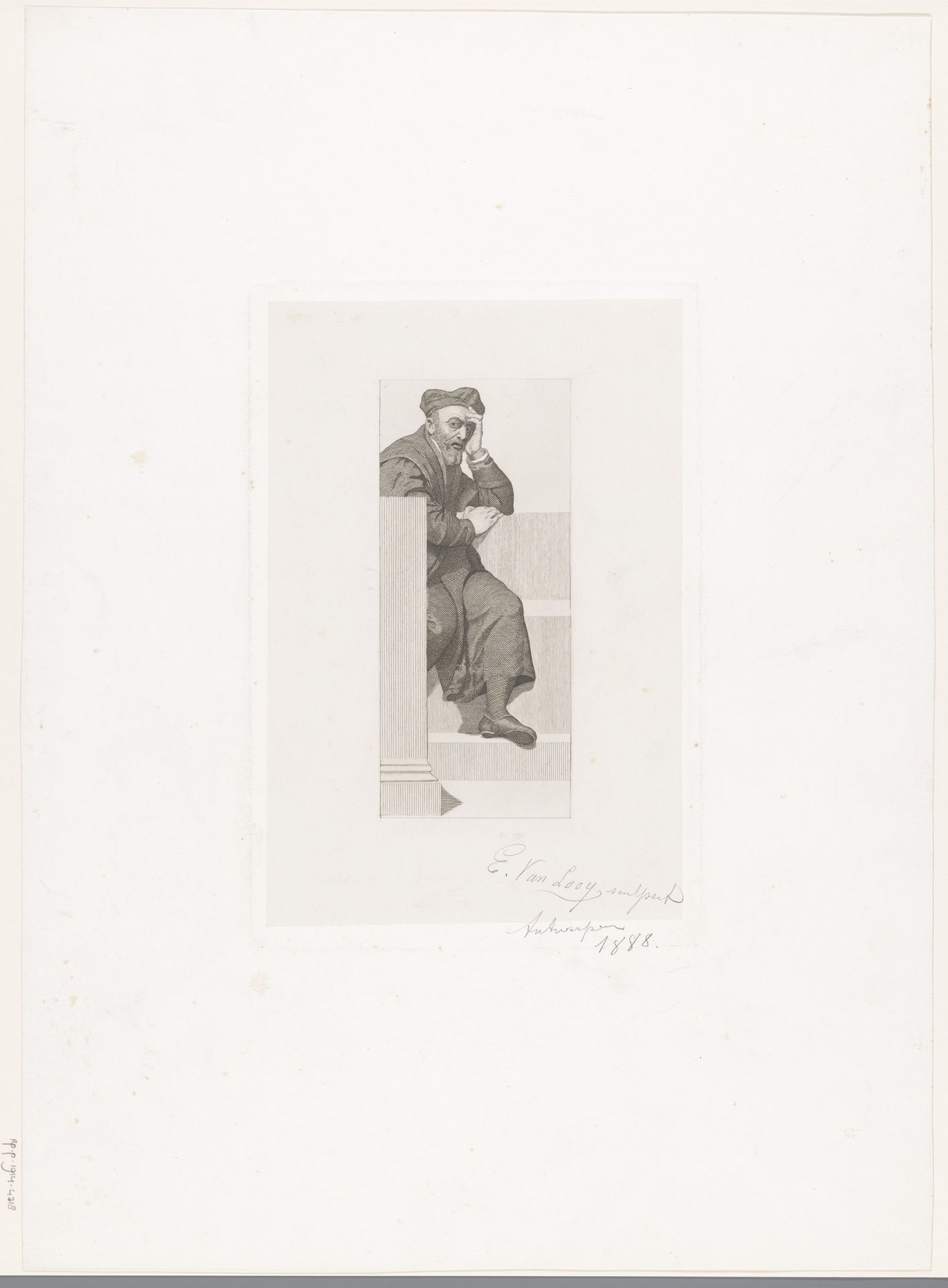 Geestelijke zittend op een bank by Joseph Edouard Van Looy