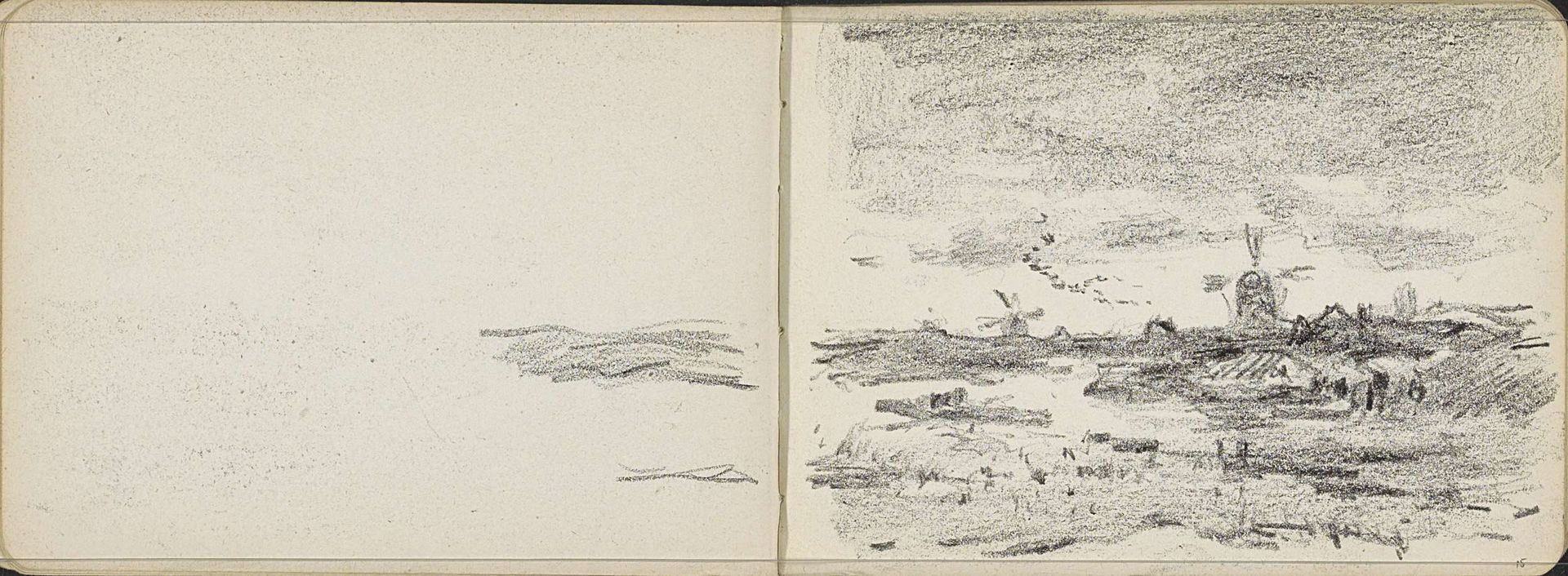 Rivierlandschap met molens by Willem Cornelis Rip