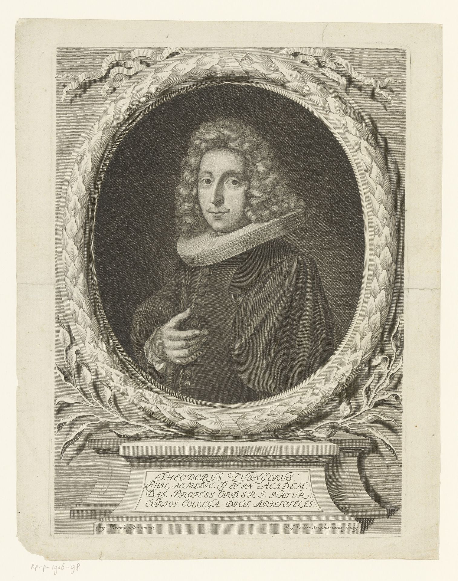 Portret van Theodor Zwinger by Johann Georg Seiller