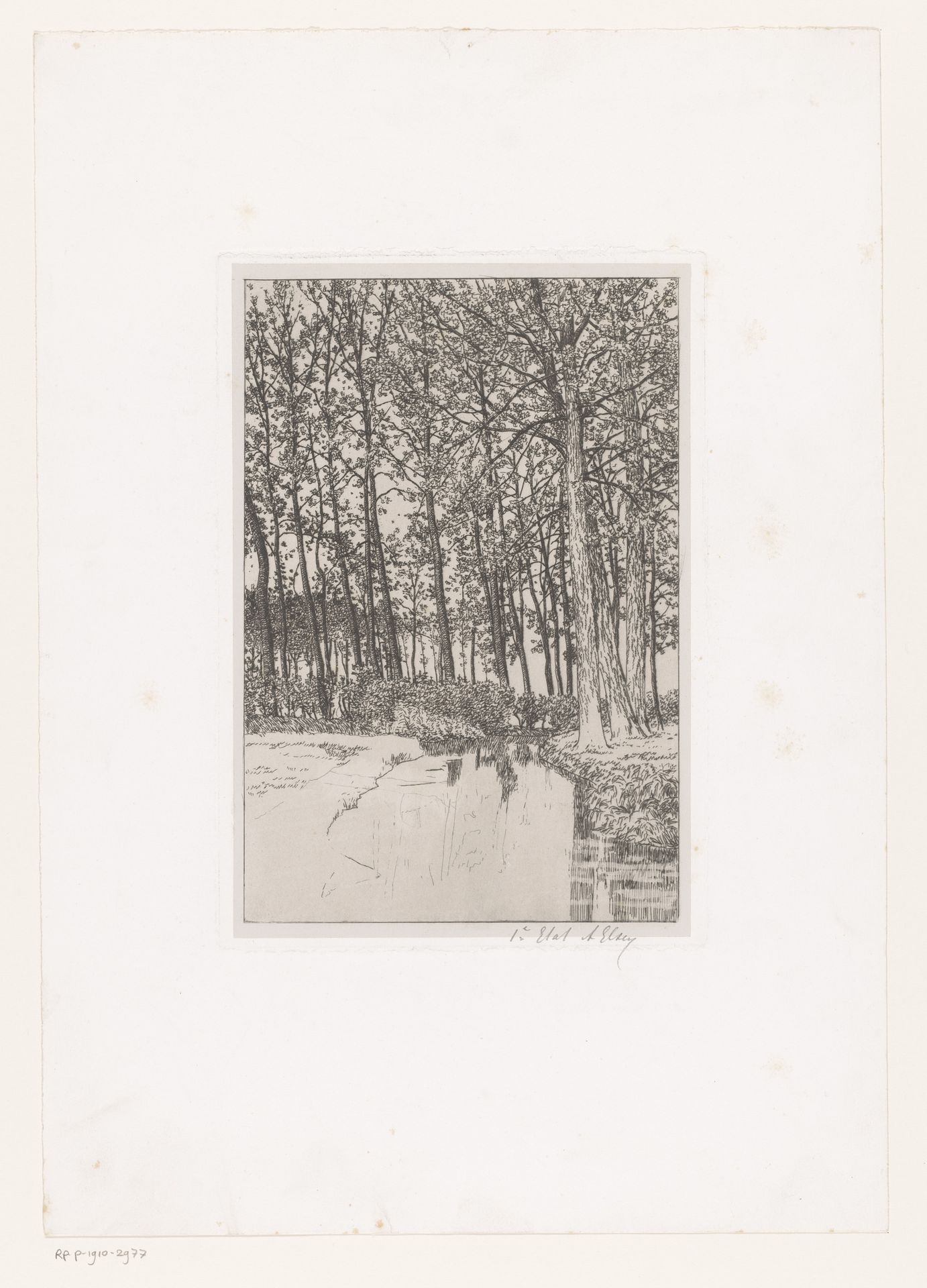 Hoge bomen aan het water by Alfred Elsen