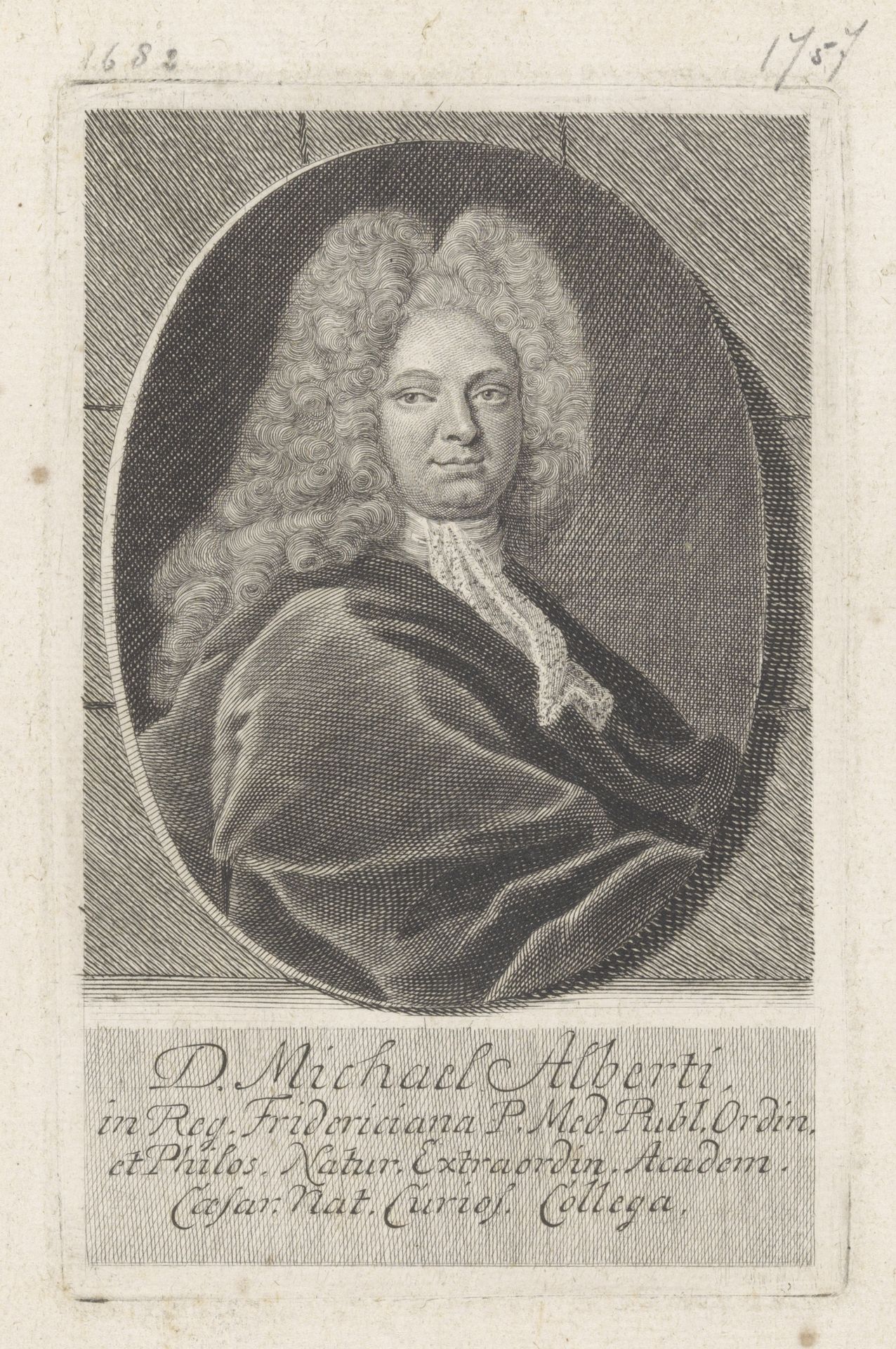 Portret van Michael Alberti by Martin Bernigeroth