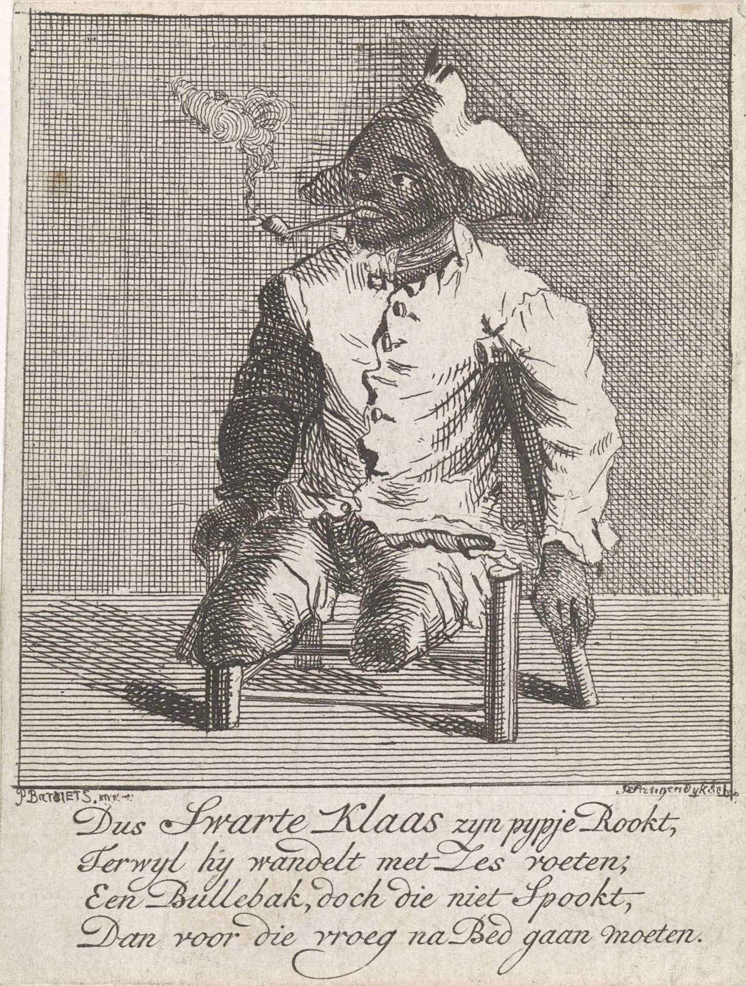 Zwarte man zonder benen (Swarte Klaas) by Pieter (II) Langendijk