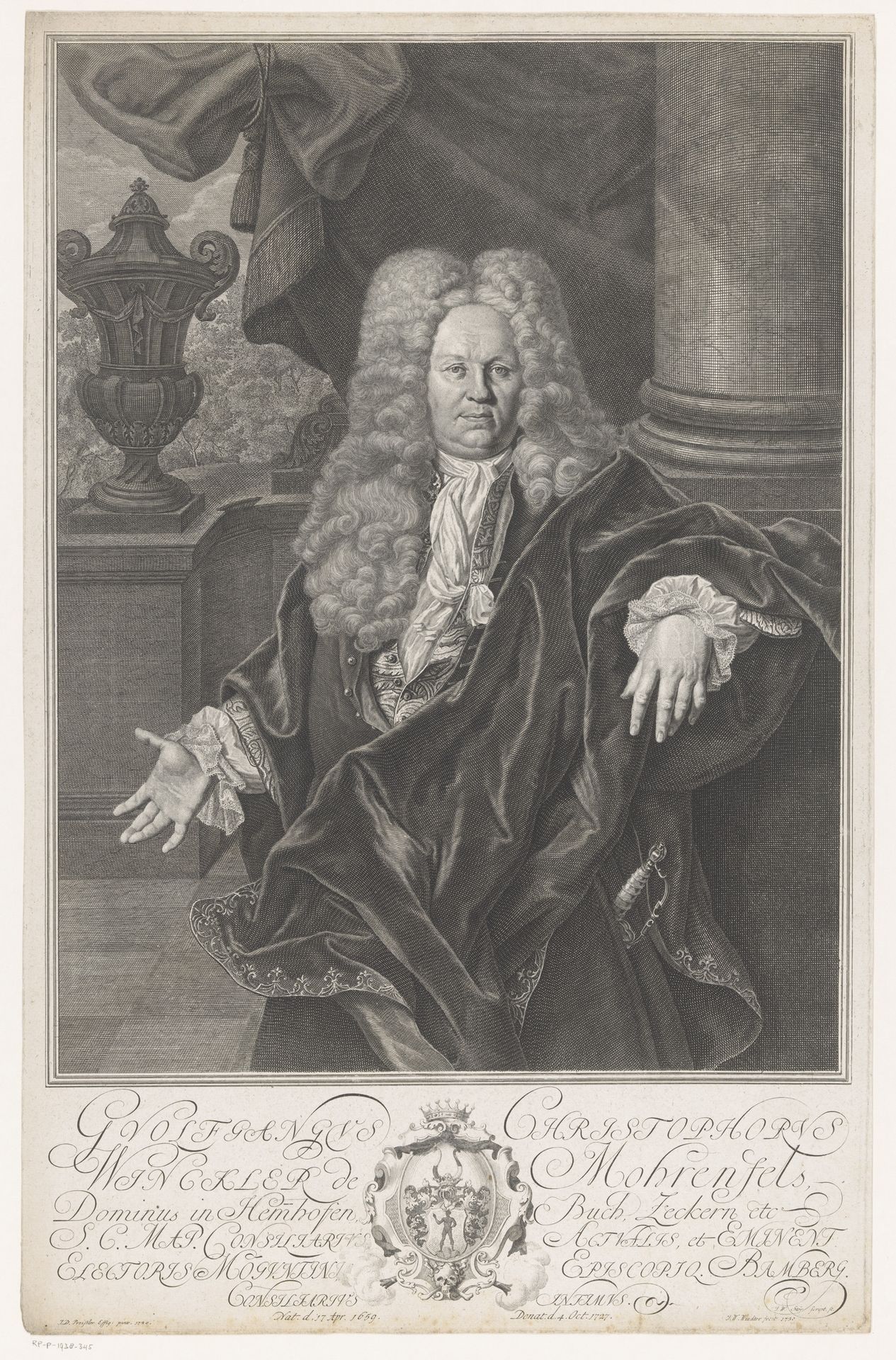 Portret van Wolfgang Christoph Winkler von Mohrenfels by Johann Wilhelm Windter