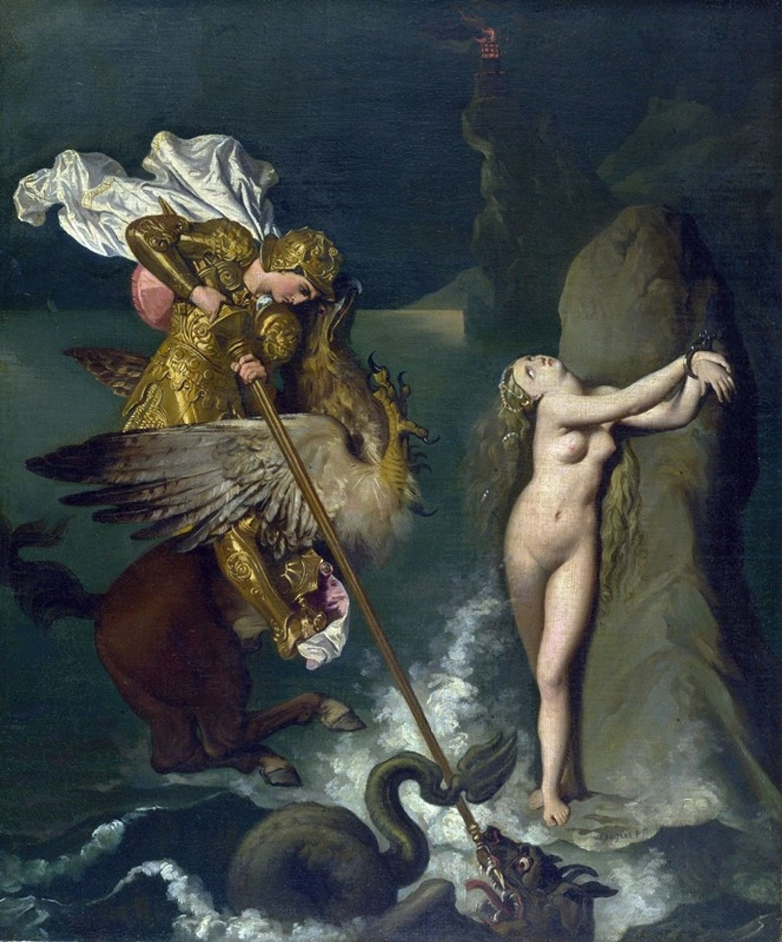Angelica saved by Ruggiero - Jean Auguste Dominique Ingres | Artera