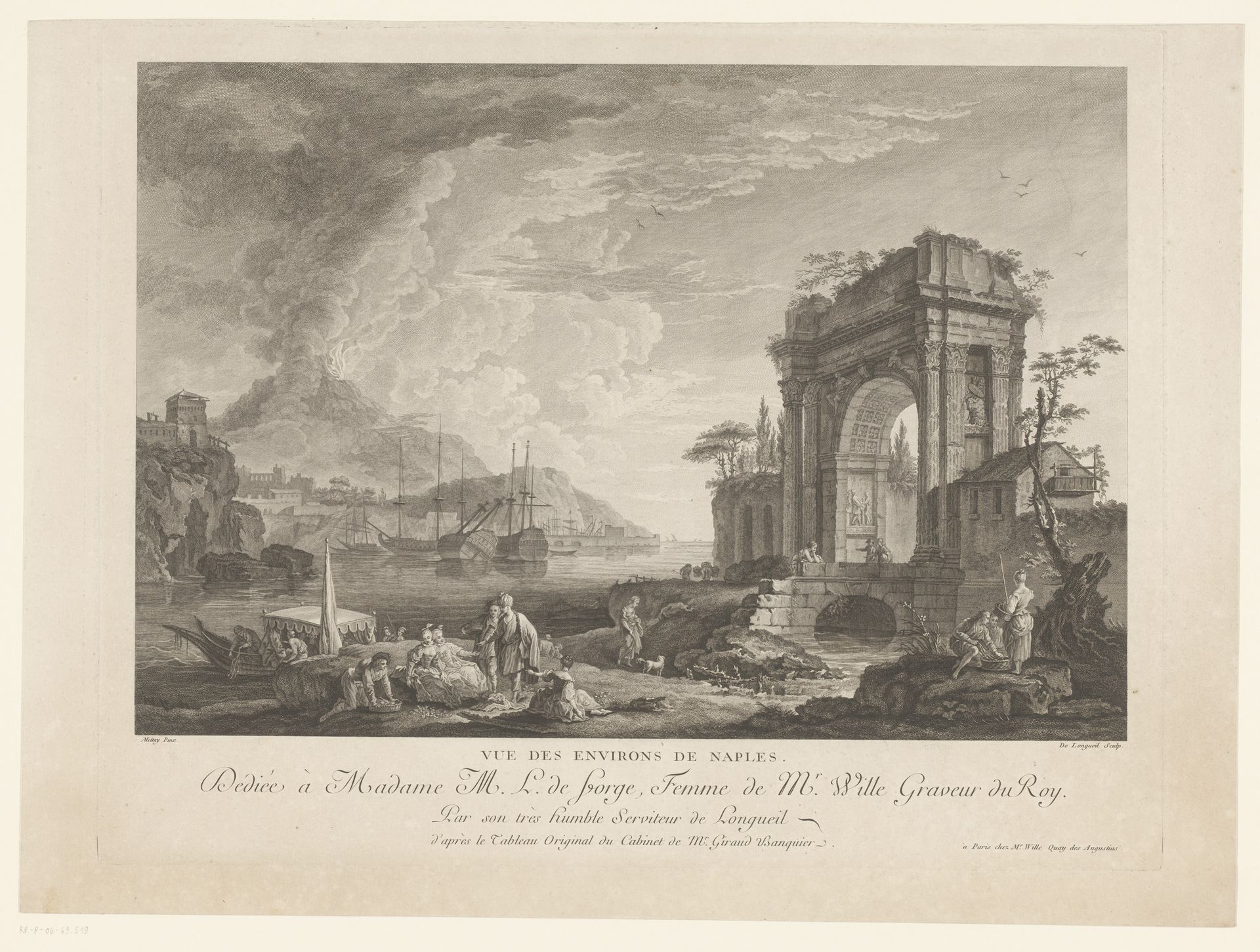 Gezicht op Napels met de Vesuvius by Joseph de Longueil