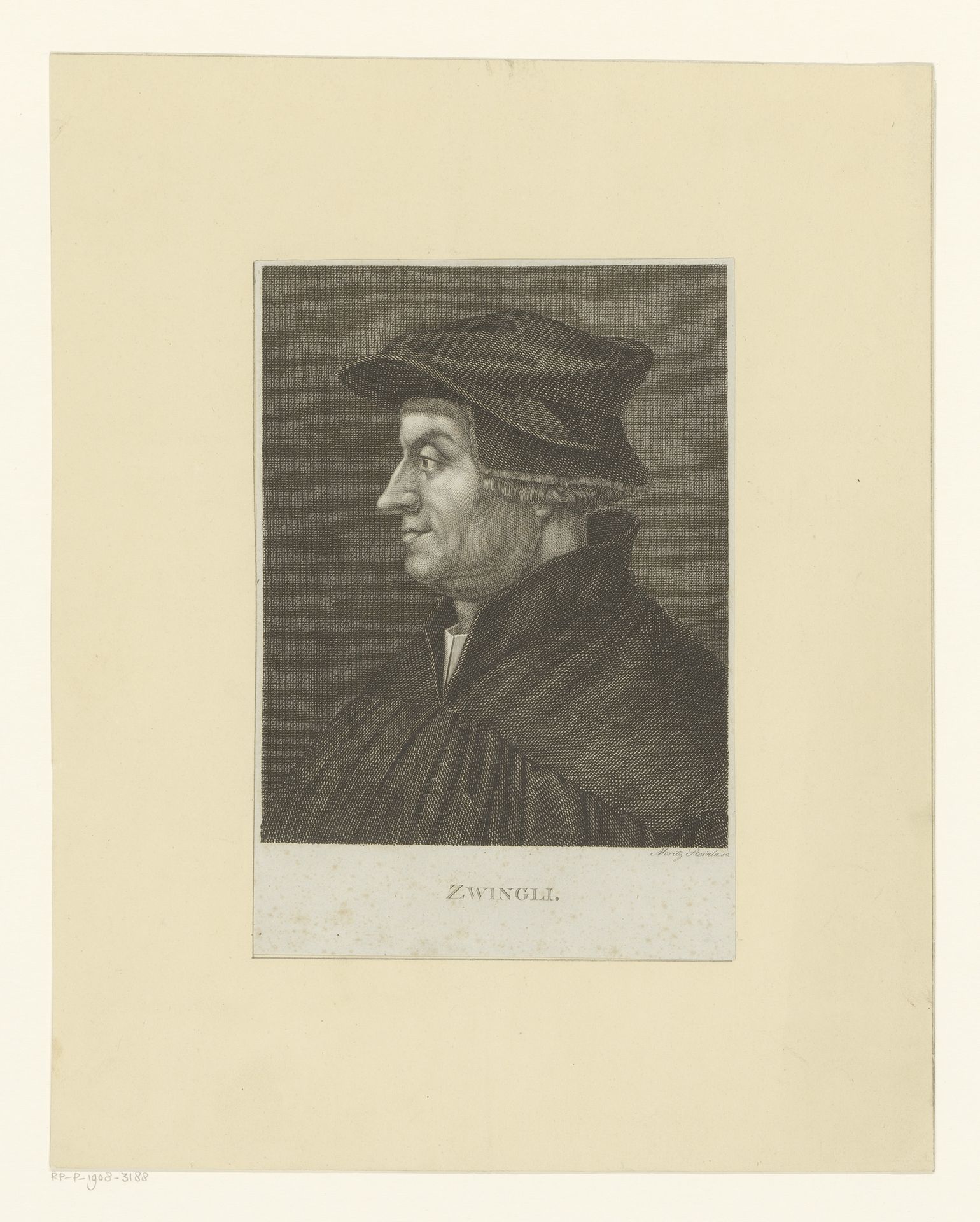 Portret van Ulrich Zwingli by Moritz Steinla