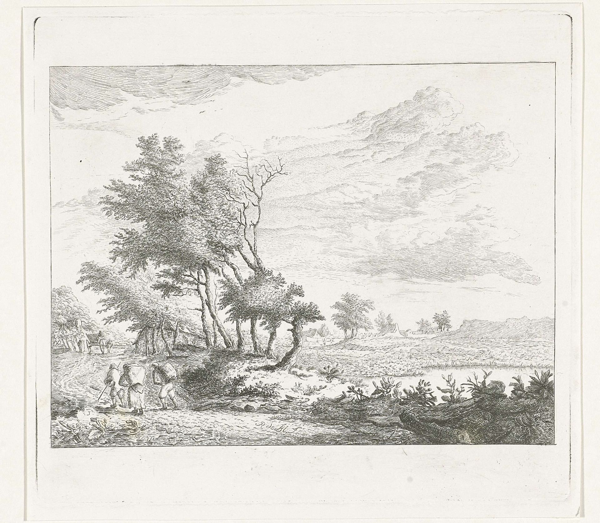 Reizigers in een landschap by Reinierus Albertus Ludovicus baron van Isendoorn à Blois
