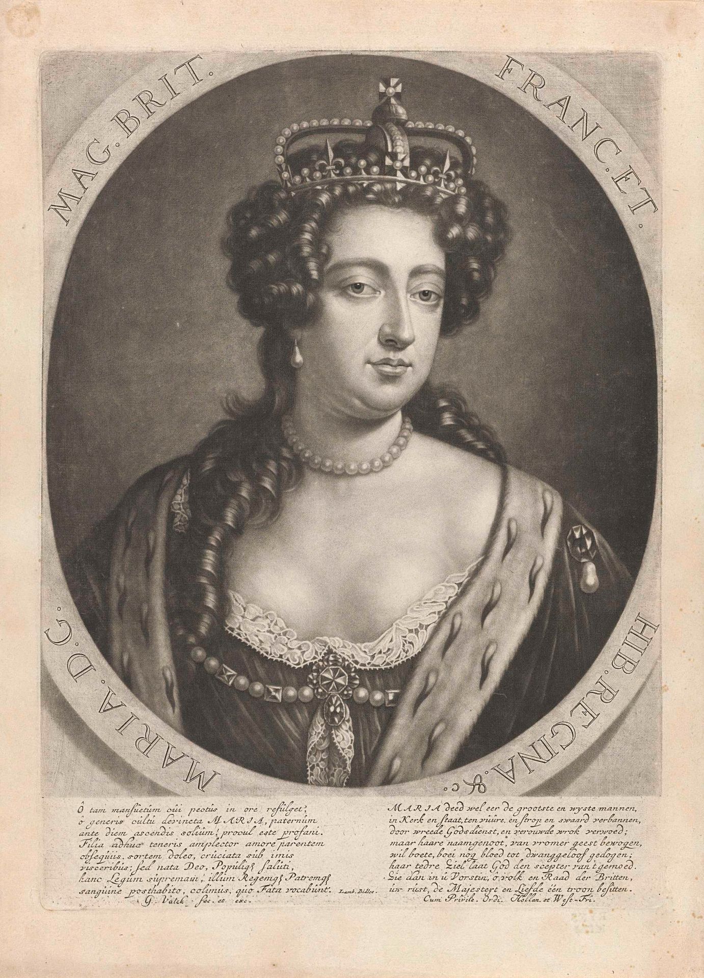 Portret van Maria II Stuart by Gerard Valck